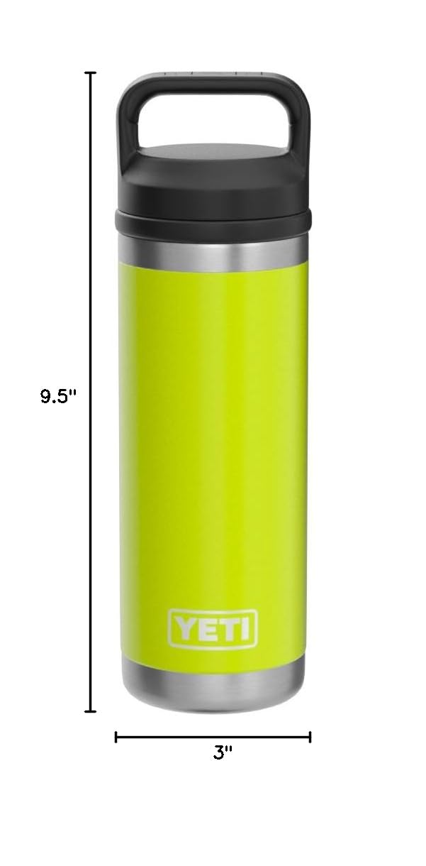 YETI Rambler 18 oz Vacuum Insulated Stainless Steel Water Bottle with Chug Cap - Chartreuse | Leakproof & Sweatproof | Perfect for Hiking, Gym & Outdoor Adventures