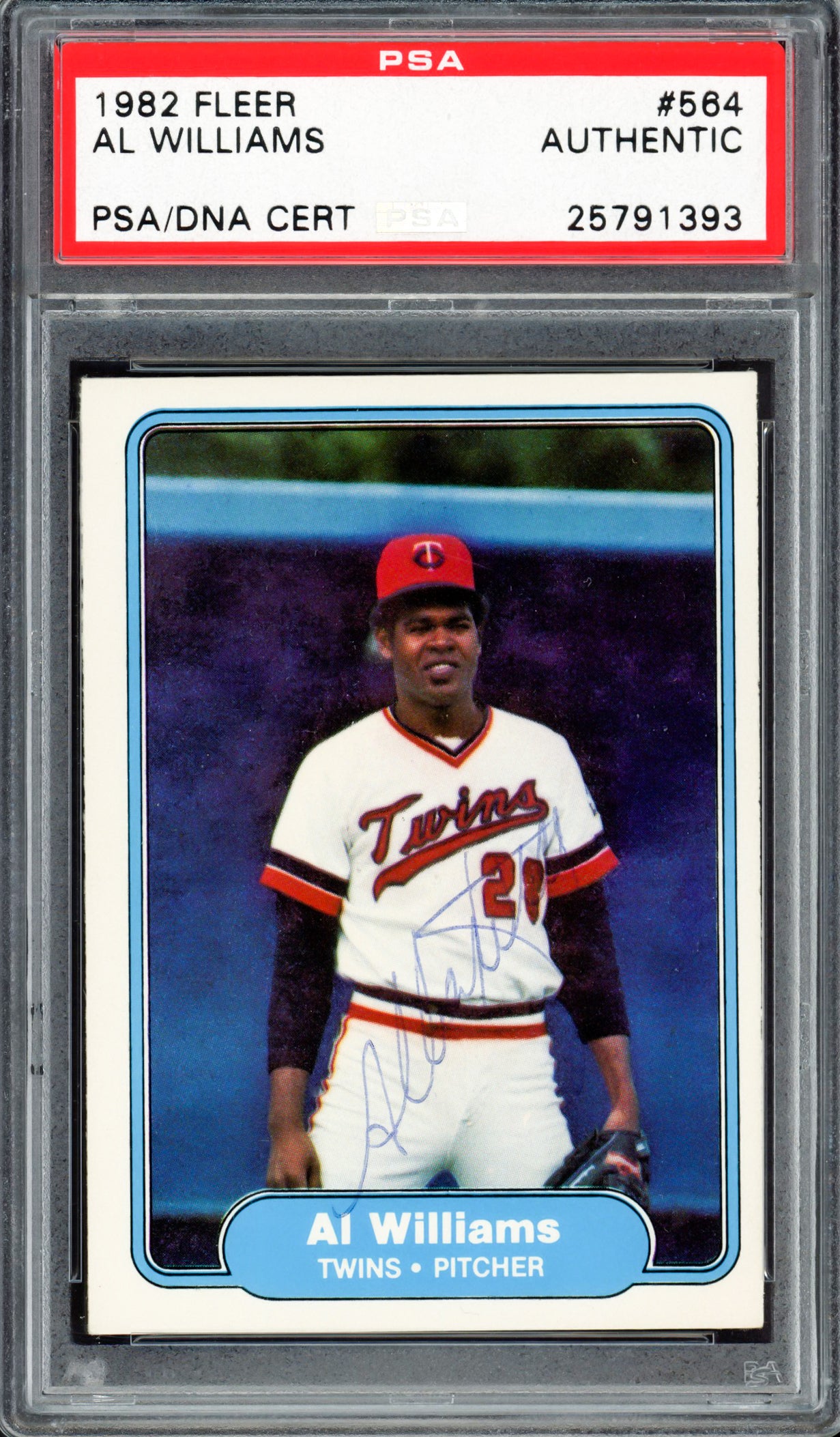 Al Williams Autographed 1982 Fleer Baseball Card #564 - Minnesota Twins PSA/DNA Certified #25791393 - Perfect for Sports Memorabilia Collectors & Twins Fans Display