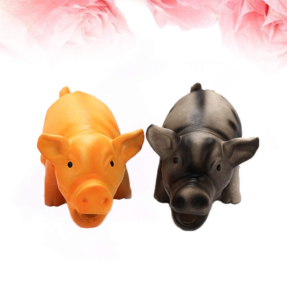 Baluue 2pcs Dog Chew Toys for Small Puppies - Squeaky Pig Toy for Teething & Playtime
