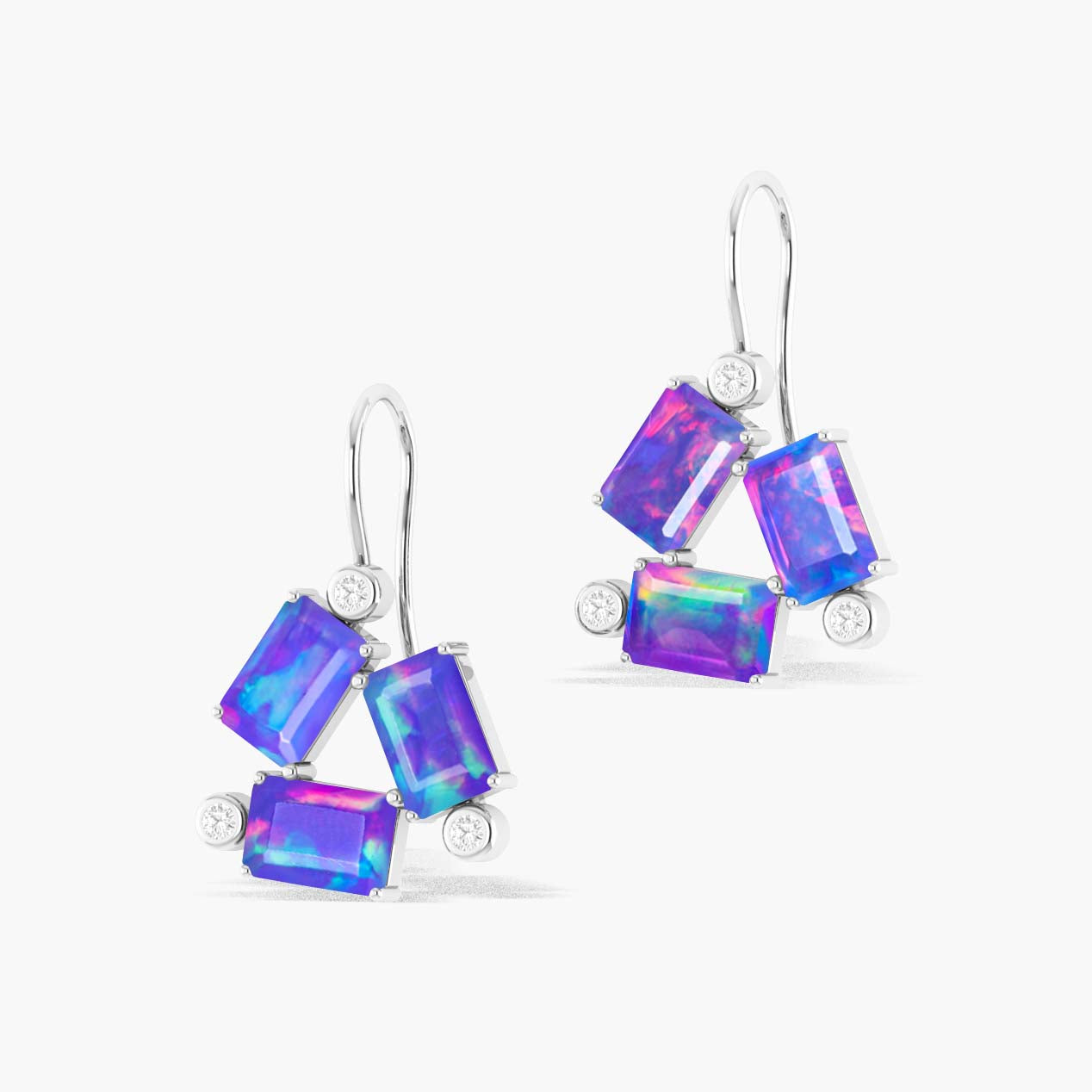 Lavender Opal Octagon Stone Dangle Earrings for Women - Handmade Bohemian Jewelry - Perfect for Weddings, Parties & Everyday Wear