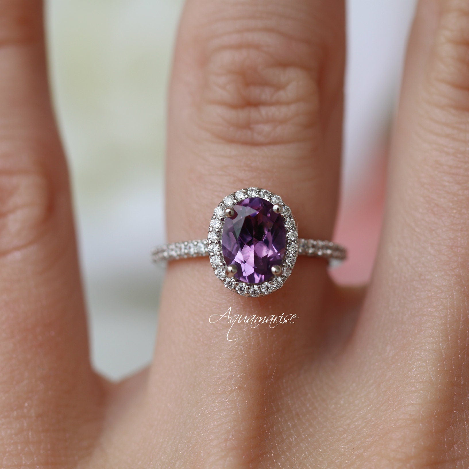 Authentic Iris Amethyst Sterling Silver Ring for Women | Elegant Purple Gemstone Jewelry | Perfect for Valentine's Day, Anniversary & Birthday Gifts