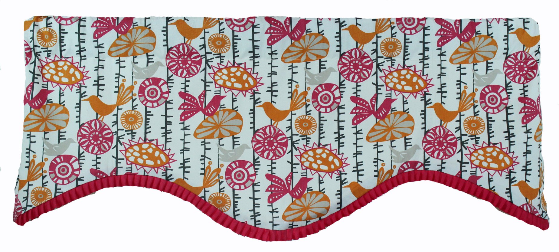 RLF HOME Merangerie Ribbon Ruffled Valance - Elegant Window Valance with Ruffled Trim for Living Room, Bedroom & Kitchen Decor