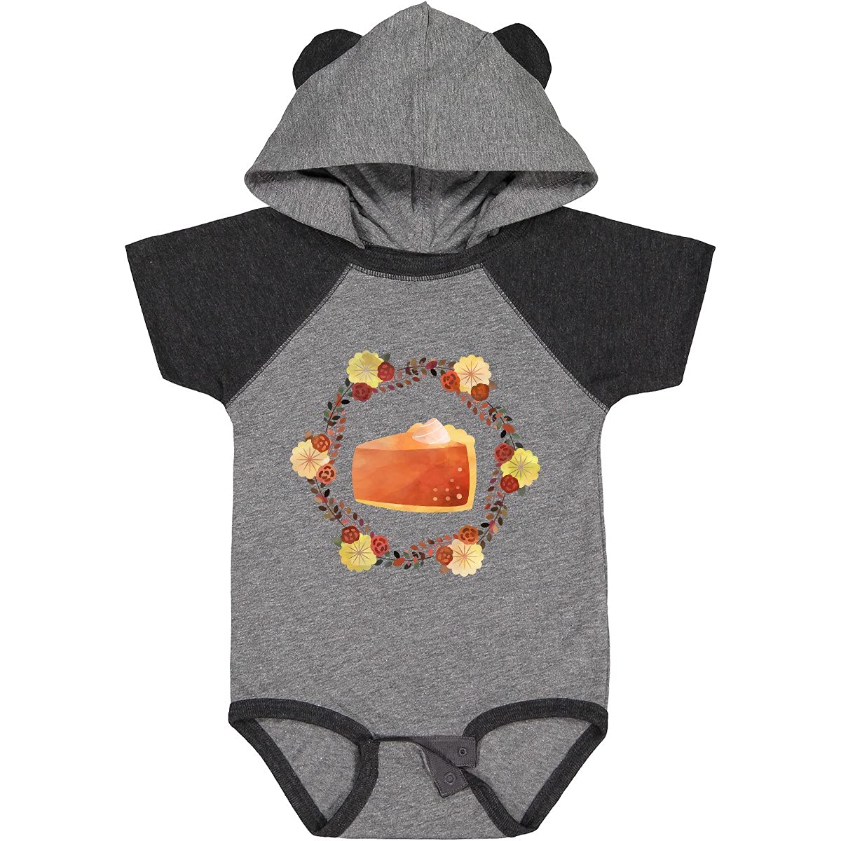 Inktastic Pumpkin Pie and Floral Wreath Baby Bodysuit - Soft Cotton Cute Thanksgiving Outfit for Infants & Newborns - Perfect for Family Photos, Holiday Parties & Autumn Celebrations