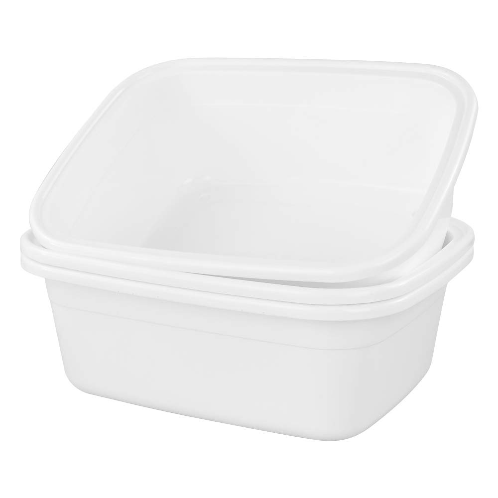 16 Quart Plastic Wash Basin Set of 3 - White Dish Washing Tub for Kitchen, Laundry & Camping - Durable Multipurpose Utility Tubs for Cleaning, Soaking & Organizing