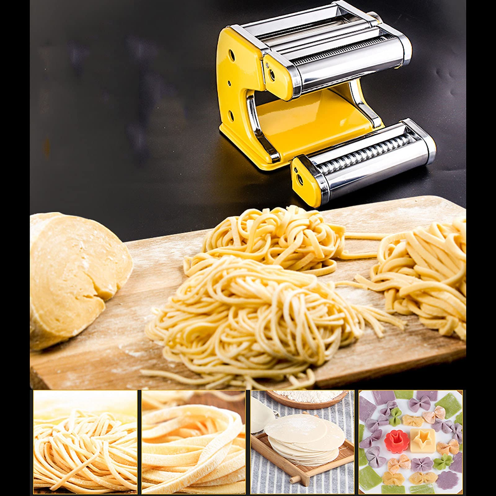 Premium Stainless Steel Pasta Maker Machine with Hand Crank & Clamp - Professional Dough Noodle Maker for Homemade Spaghetti, Fettuccini & More | Perfect for Italian Cooking, Family Meals & Restaurant-Quality Pasta at Home