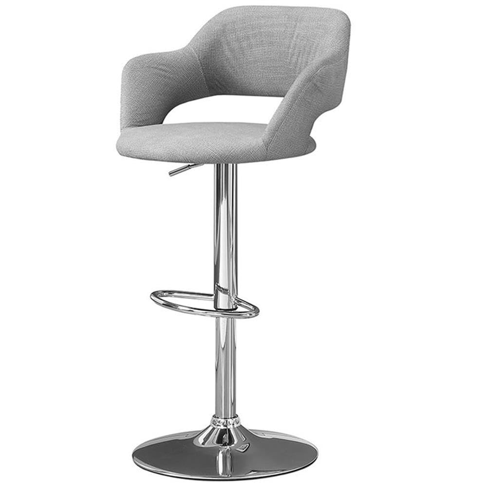 2-Piece Adjustable Swivel Bar Stool Set in Gray & Chrome - Counter Height Stools for Kitchen Island, Breakfast Bar & Home Pub Decor