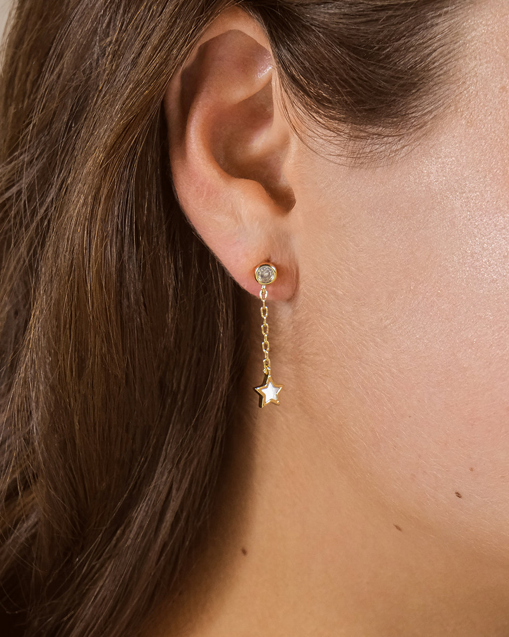 CZ & Moonstone Star Drop Stud Earrings for Women - Dainty Boho Jewelry for Everyday Wear & Special Occasions