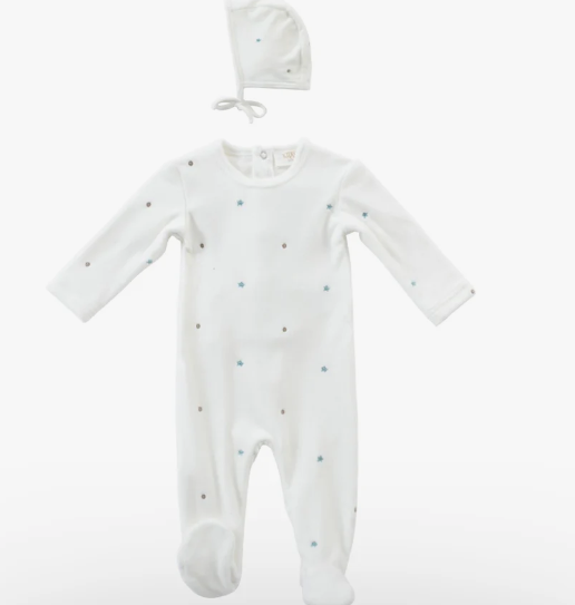 KIPP STAR Stretchie with Bonnet Set for Newborn to 6 Months - Soft Baby Onesie & Hat Outfit for Comfortable Sleep, Playtime & Photo Shoots