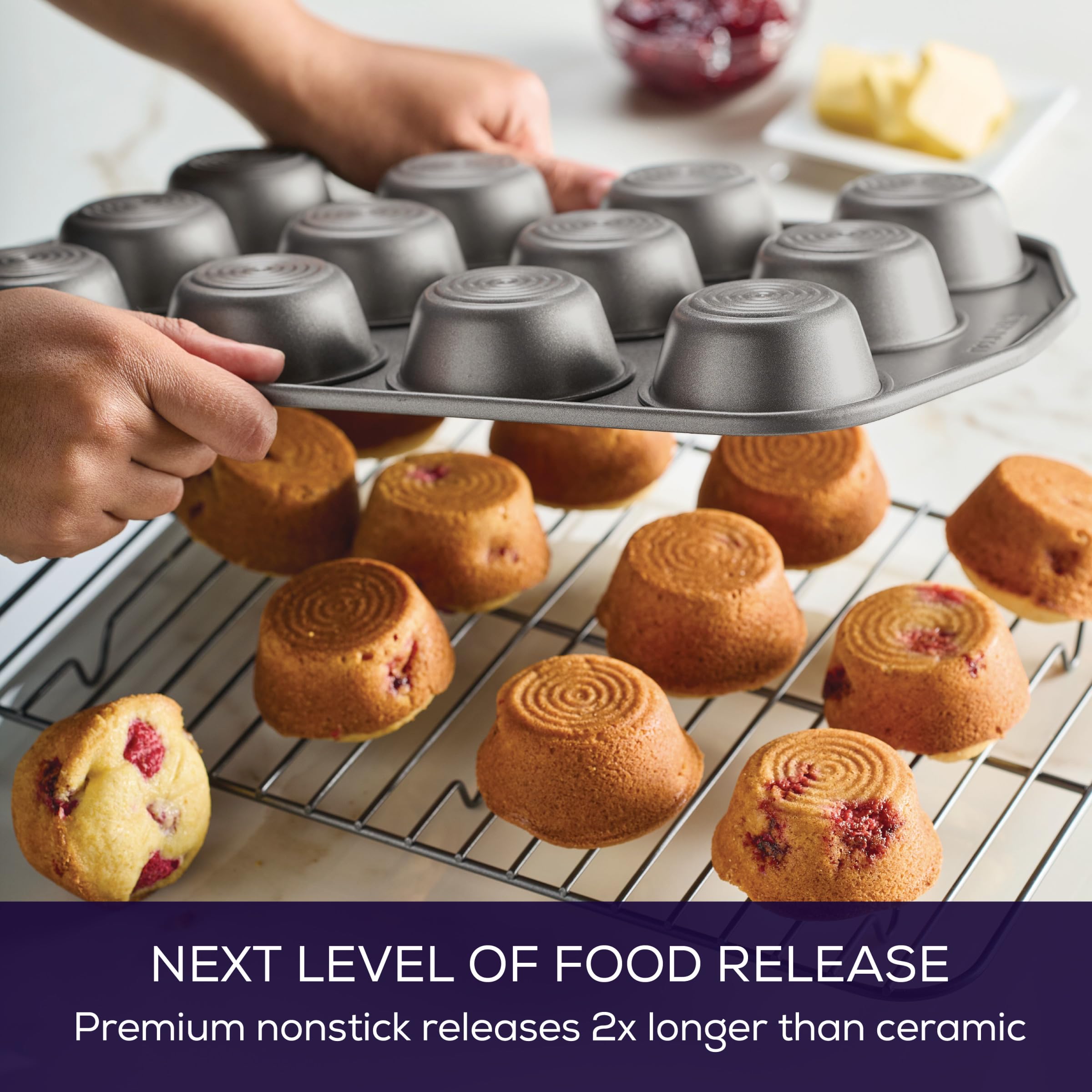 Circulon Total Nonstick 10-Piece Bakeware Set - Gray - Includes Bread Pan, Cookie Sheet, Baking Pan, Cake Pan & Muffin Pan - Perfect for Baking Cookies, Cakes, Bread & Cupcakes at Home
