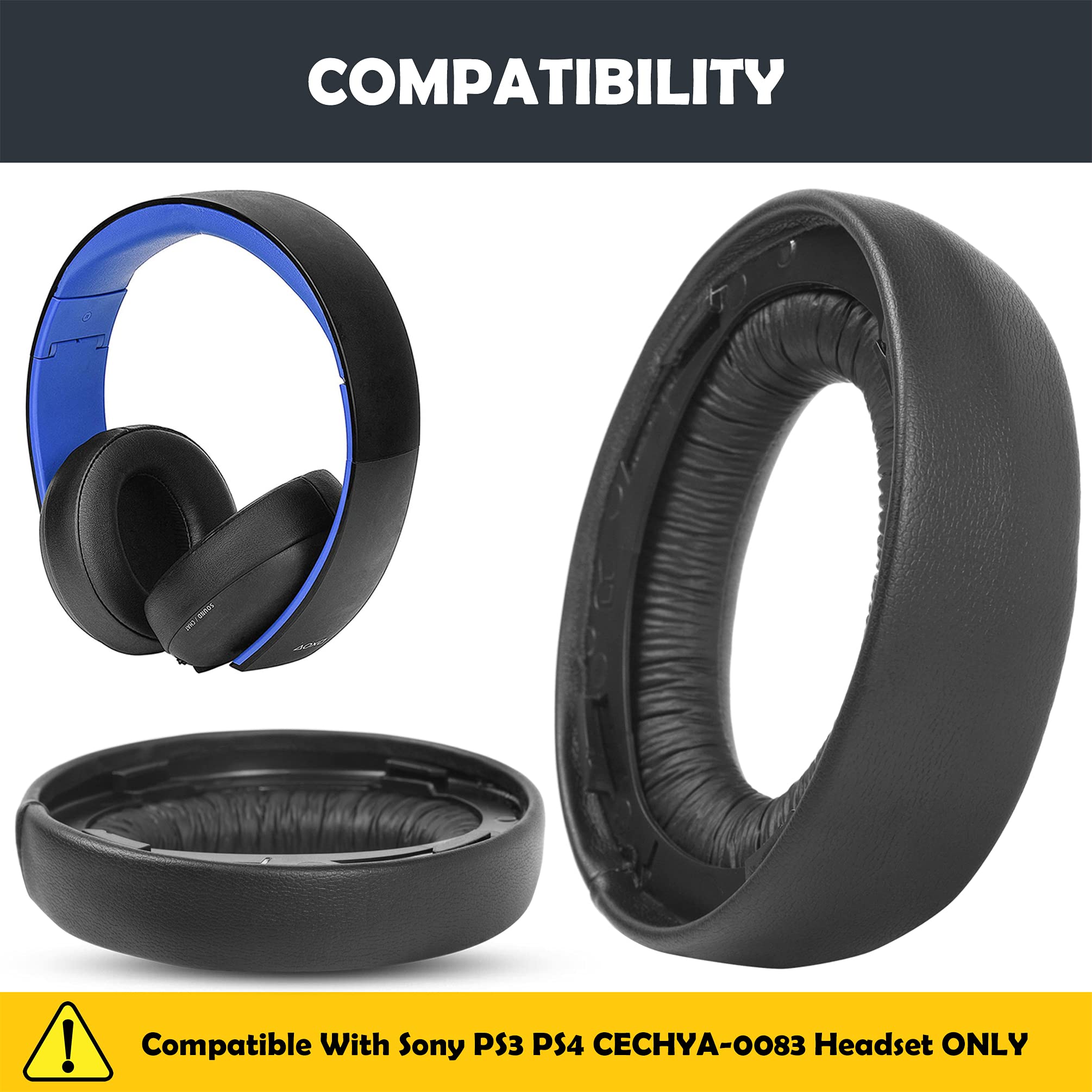 Premium Replacement Earpads for Sony Gold Wireless PS3/PS4 Headset (CECHYA-0083) - Soft Memory Foam Cushions with Noise Isolation - Perfect for Gaming, Music & Virtual Surround Sound 7.1 Experience