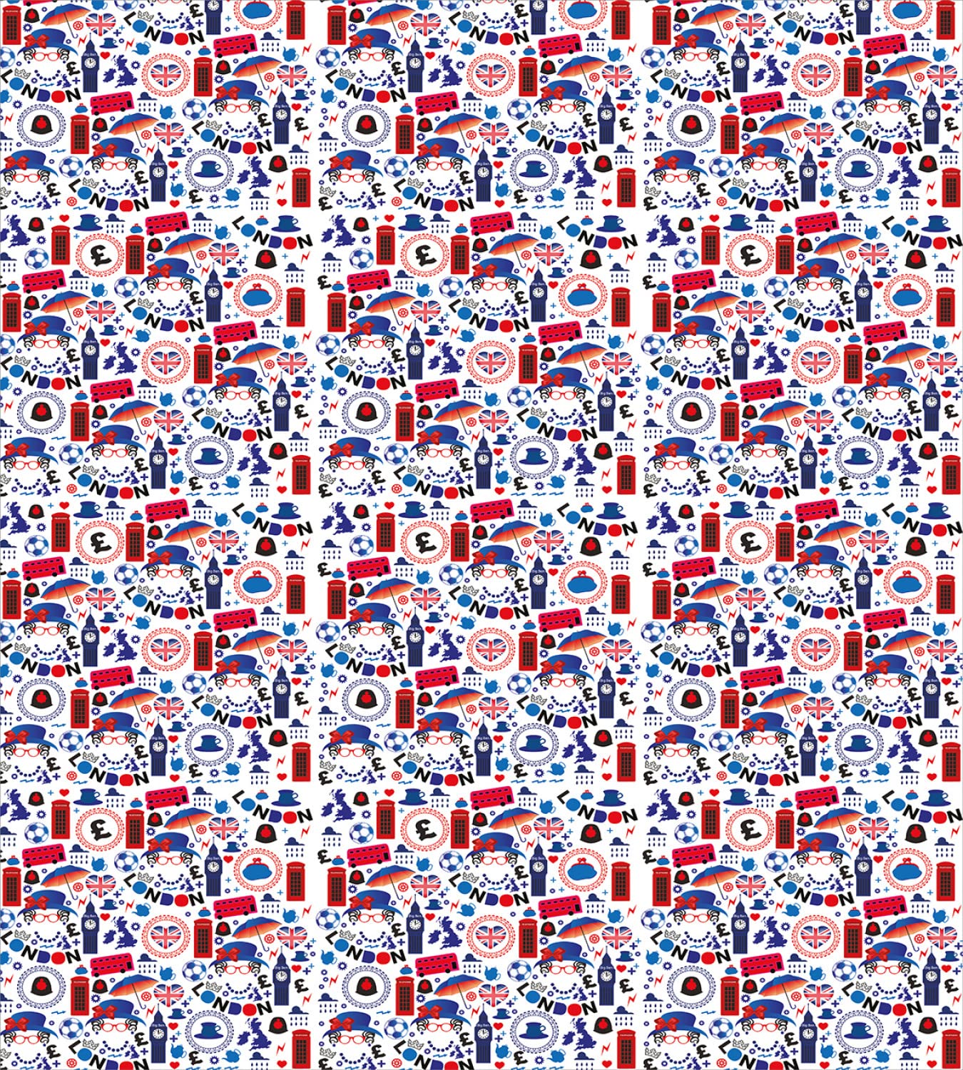 Ambesonne London Themed Duvet Cover Set - Queen Size 2-Pack with 2 Duvet Covers & 4 Pillowcases | British Travel Inspired Design Featuring Queen Elizabeth, Umbrella Tea Party & City Map | Perfect for Themed Bedrooms, Guest Rooms & London Enthusiasts