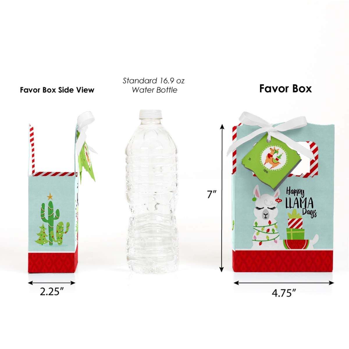 Big Dot of Happiness Fa La Llama Christmas Holiday Party Favor Boxes - Set of 12 Festive Gift Boxes for Holiday Parties, Office Celebrations & Christmas Events