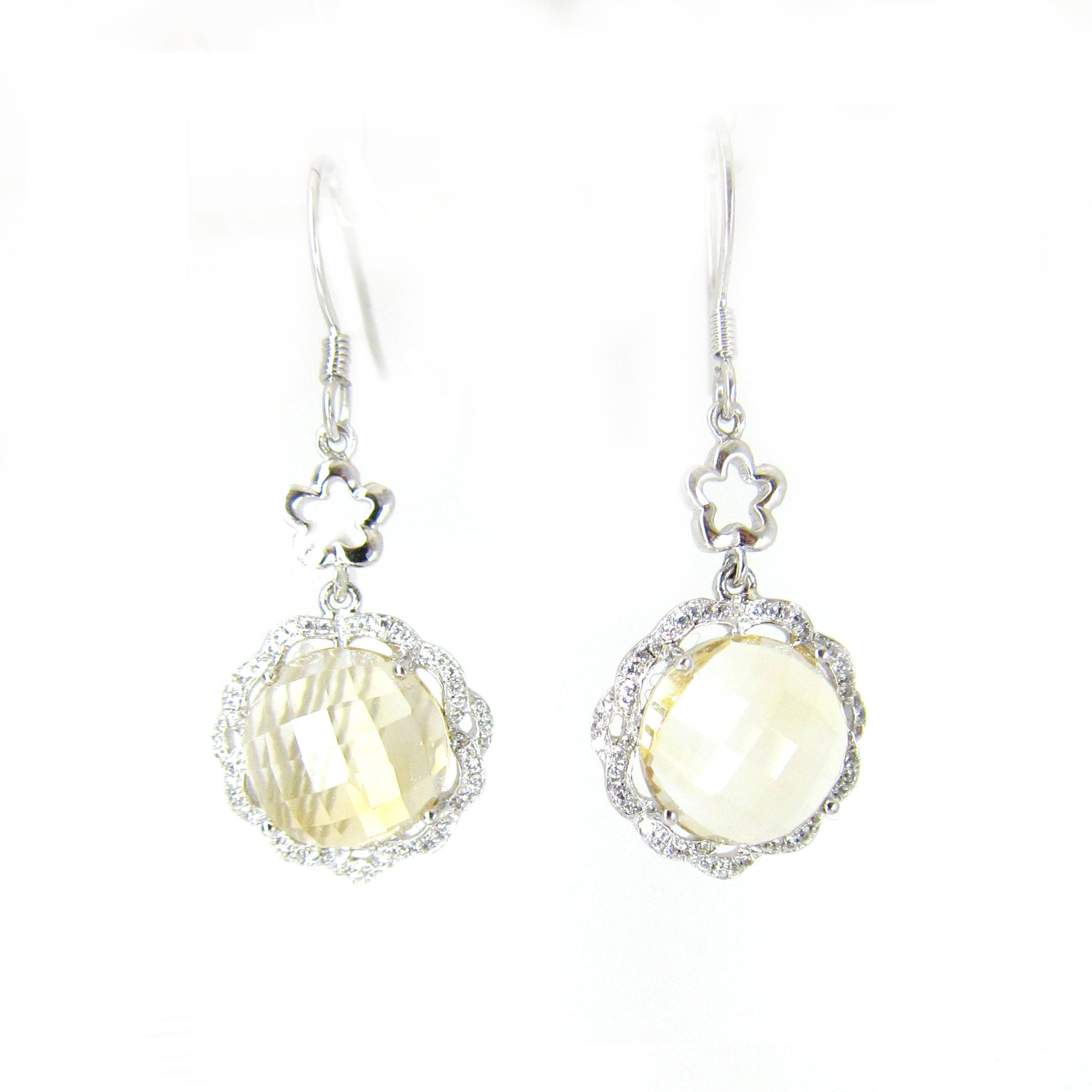 925 Sterling Silver Citrine Dangle Earrings for Women - Elegant Hook Design for Everyday Wear & Special Occasions