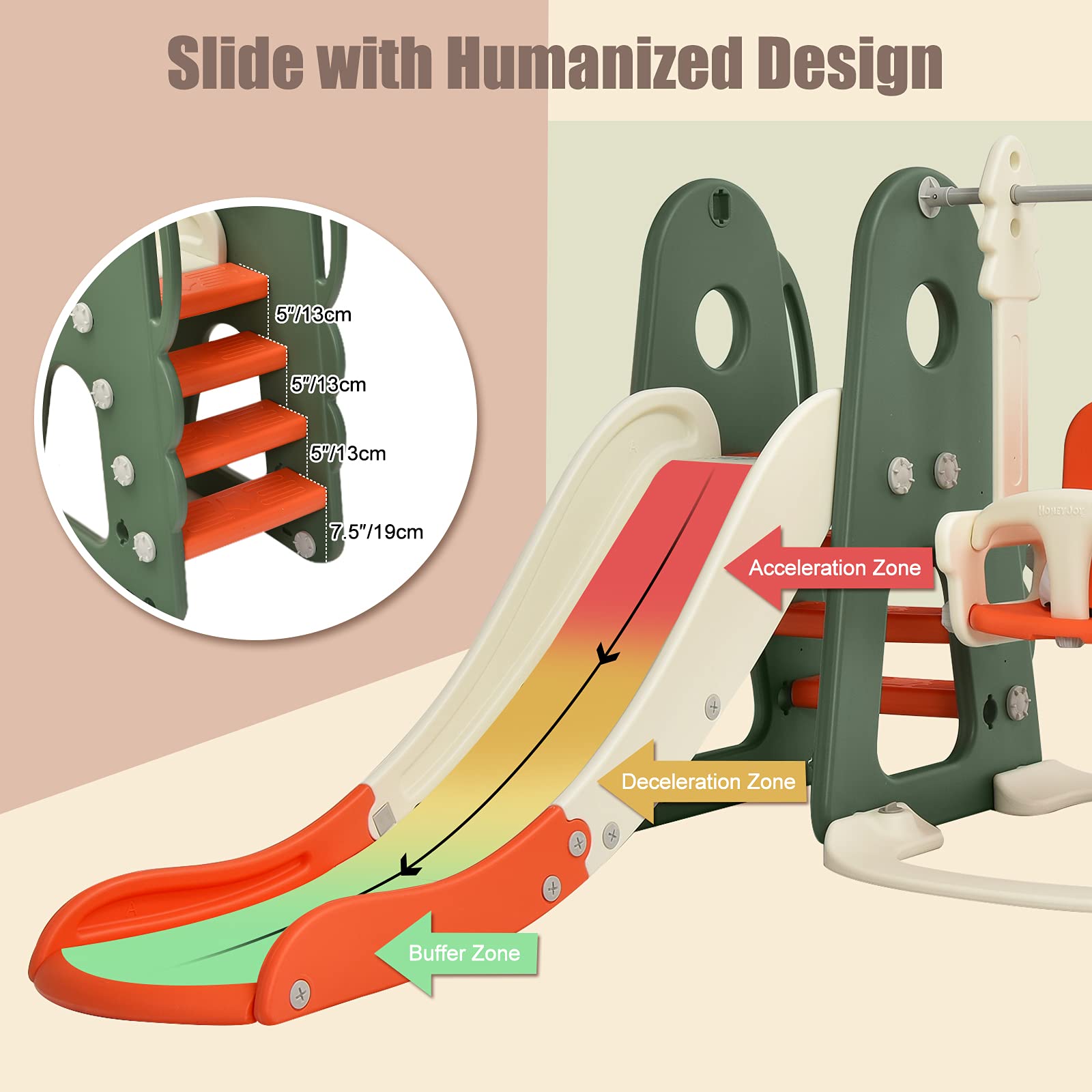 Costzon 6-in-1 Toddler Slide & Swing Set - Large Kids Climber Playset with Basketball Hoop, Soccer Goal & Golf Hole - Indoor/Outdoor Backyard Playground Equipment for Ages 2-12 - Perfect Birthday & Holiday Gift for Active Children (Great for Backyards, Parks & Daycare Centers)