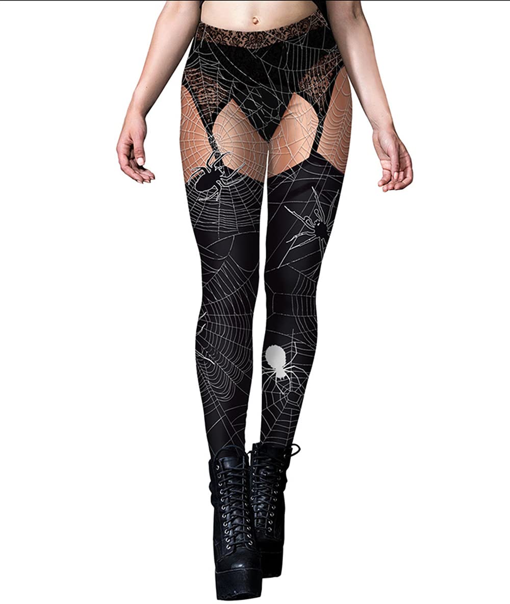 Women's Halloween Printed High Waist Leggings - Stretchy Workout Tights for Yoga, Running & Costume Parties | Cute Pumpkin & Bat Design