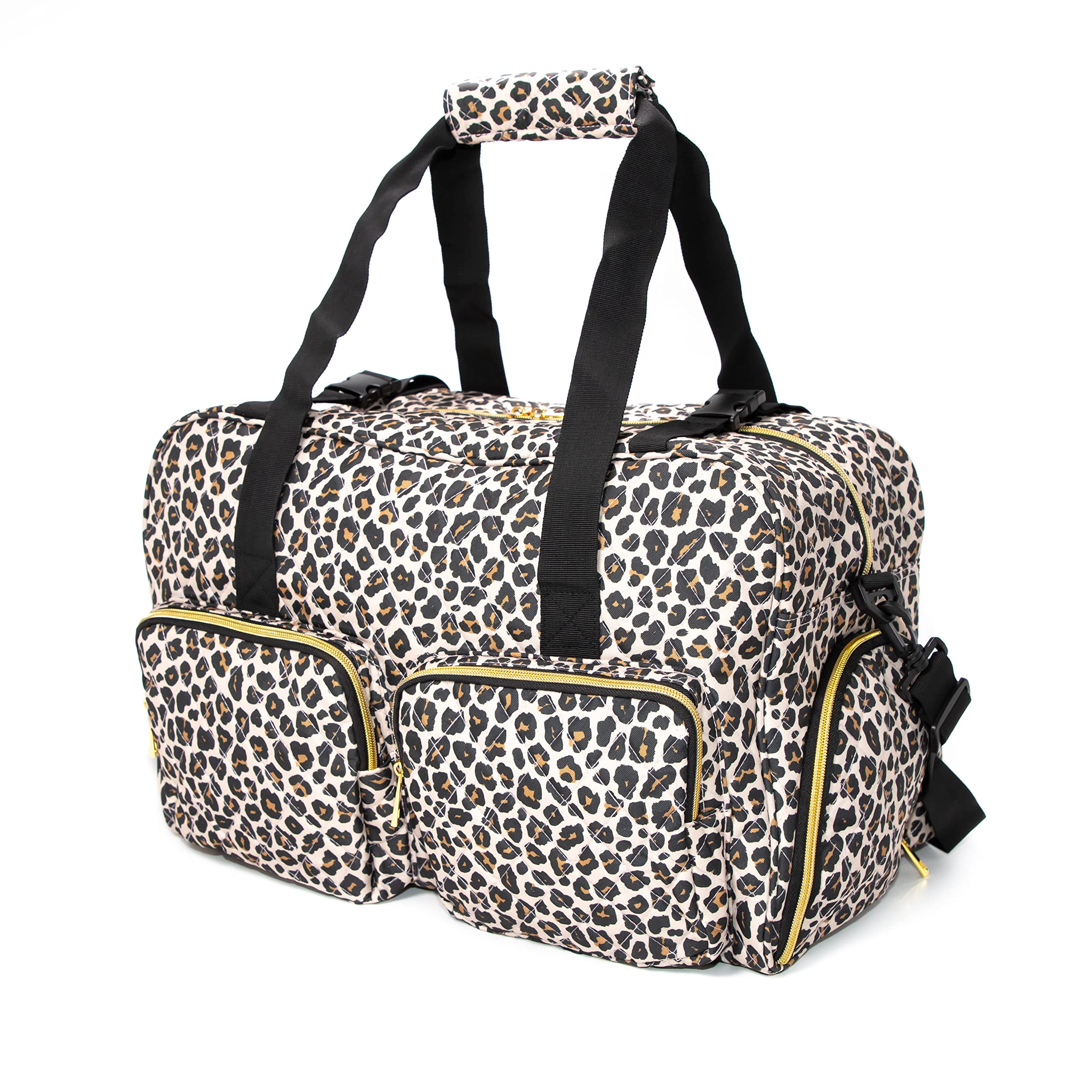 Waterproof Women's Gym Duffel Bag with Yoga Mat & Shoe Storage - Quilted Animal Print Travel Weekender for Fitness, Workout & Carry-On Luggage - Perfect for Gym, Yoga Class, Business Trips & Weekend Getaways