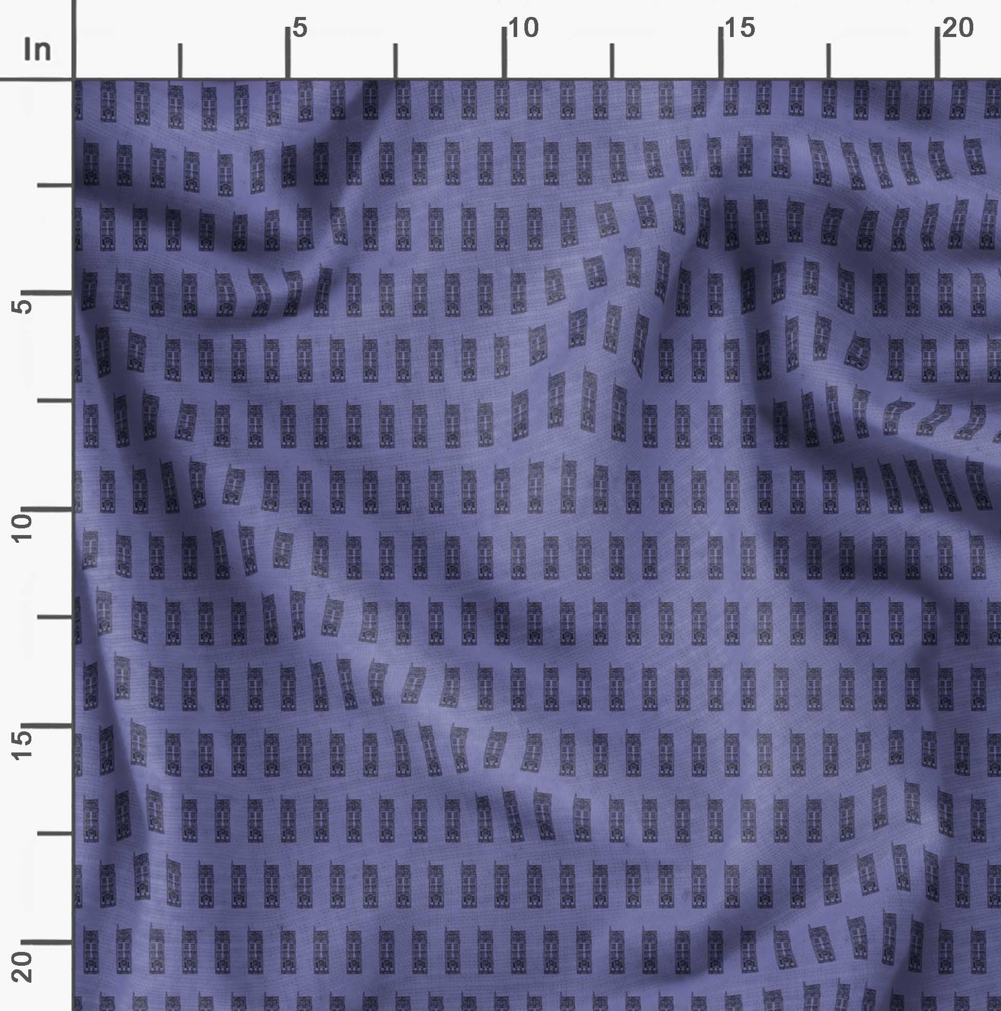 Soimoi Purple Polyester Crepe Fabric by The Yard - 42 Inch Wide Urban Tapestry Architectural Print Fabric for Dresses, Curtains & Home Decor - Architectural Marvels Woven into Urban Art Design