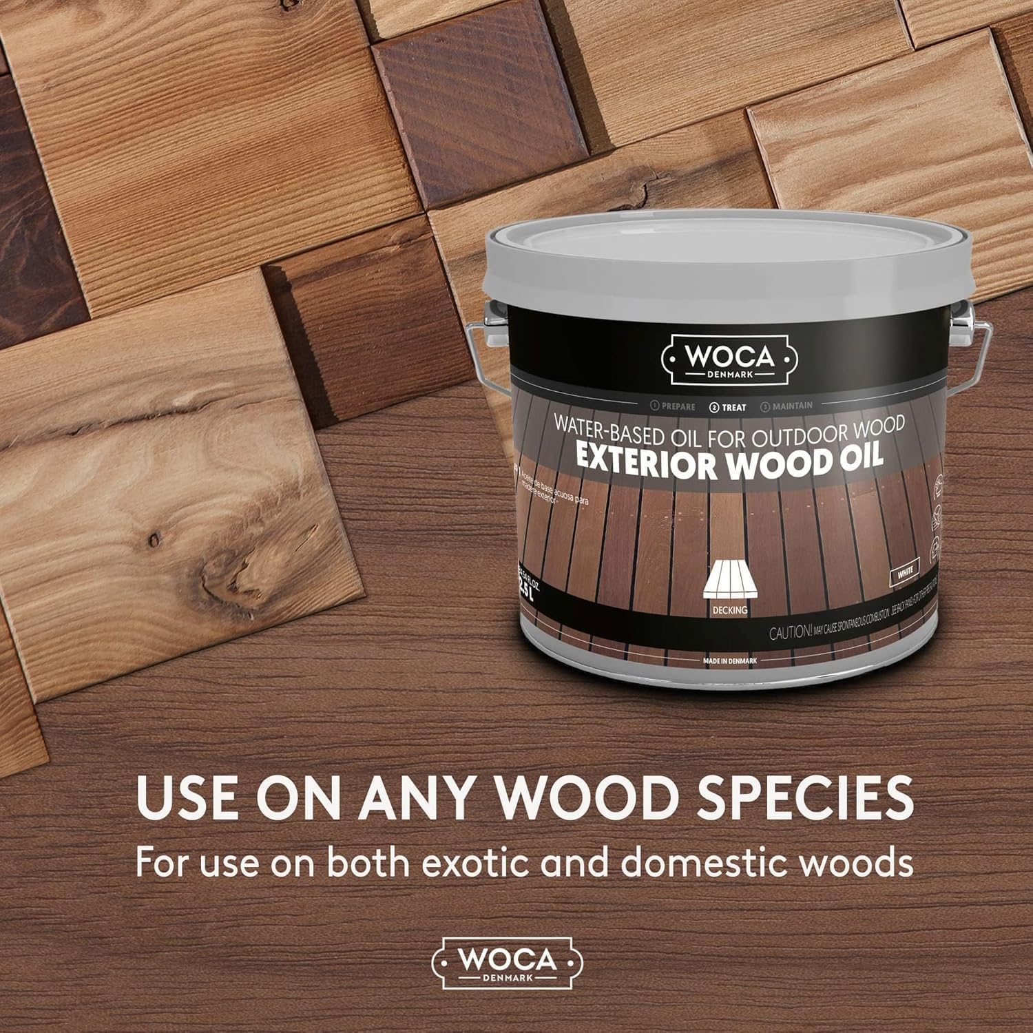 Premium WOCA Denmark Exterior Wood Oil - Water-Based Penetrating Stain for Outdoor Wood Decks, Fences, Siding & Furniture - 2.5L Natural Finish - Protects & Enhances Wood Grain - Ideal for Patio, Garden & Outdoor Living Spaces