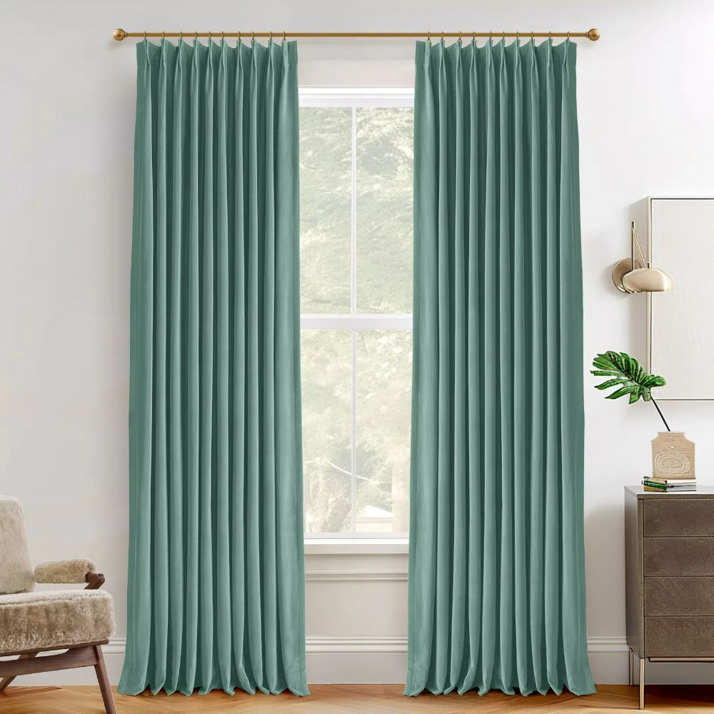 Luxury Heavyweight Blackout Curtains - Cream White & Velvet Blackout Drapes for Bedroom, Living Room & Home Theater - Thermal Insulated Noise Reducing Custom Pleated Drapes