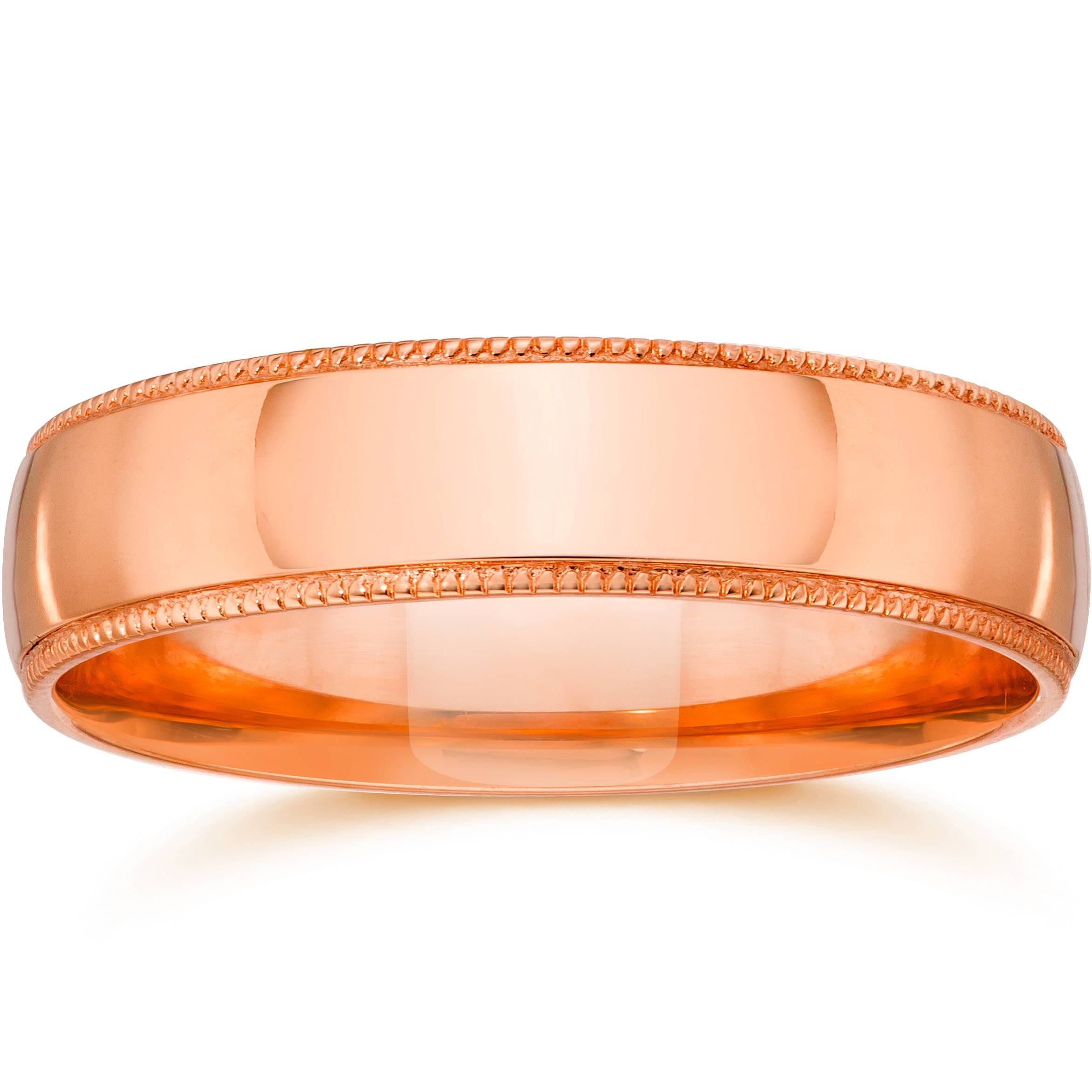 4mm Milgrain 14K Rose Gold Polished Wedding Band Ring for Women - Elegant Bridal Jewelry for Engagement, Anniversary & Special Occasions