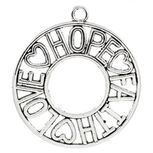 Sexy Sparkles Love Hope Faith Charm Pendant Necklace for Women - Sterling Silver Inspirational Jewelry Gift for Valentine's Day, Anniversary & Special Occasions