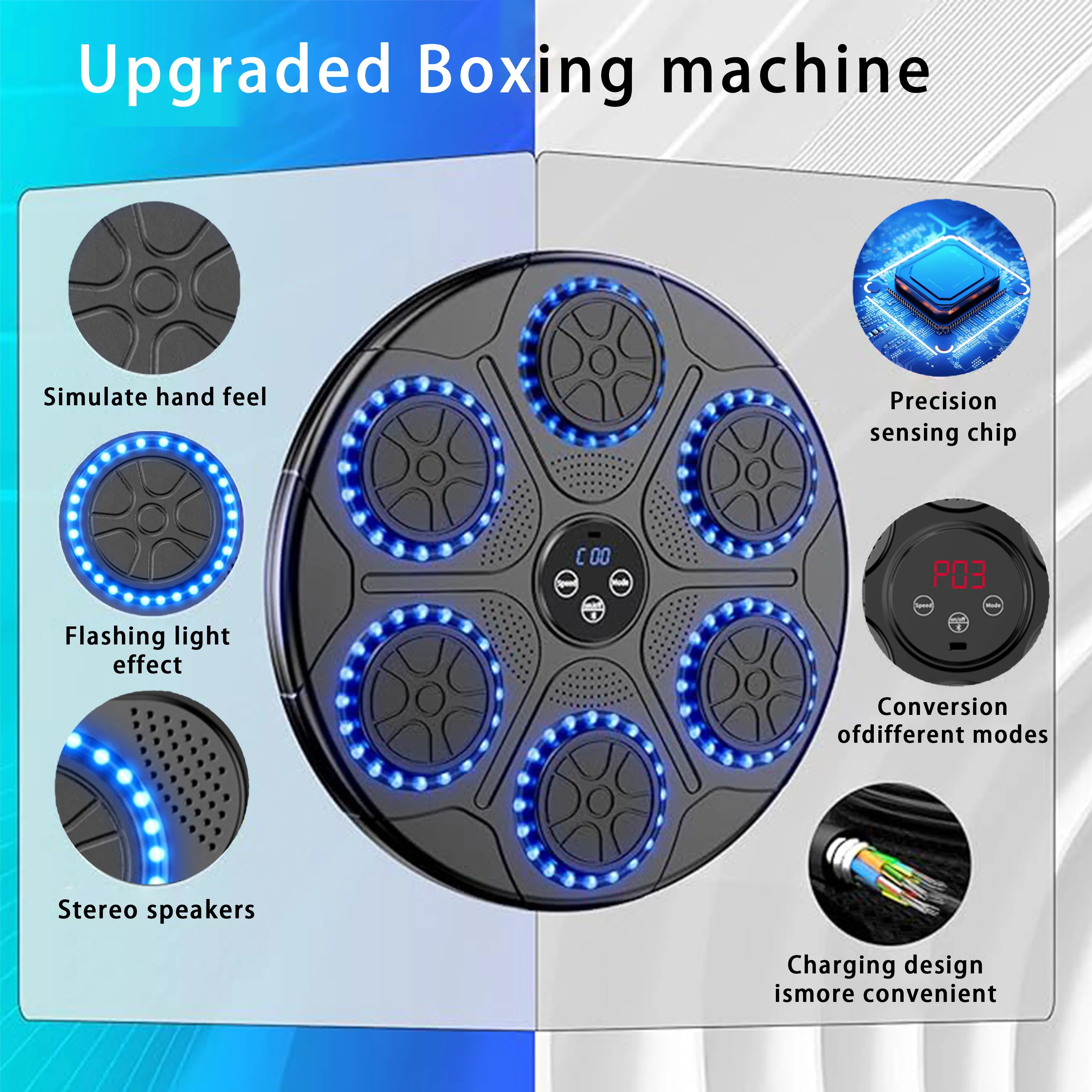 Smart Bluetooth Wall Mounted Music Boxing Trainer - Electronic Punching Bag for Home Gym, Boxing Equipment with Music Sync & Target Practice | Perfect for Cardio, Strength Training & Stress Relief