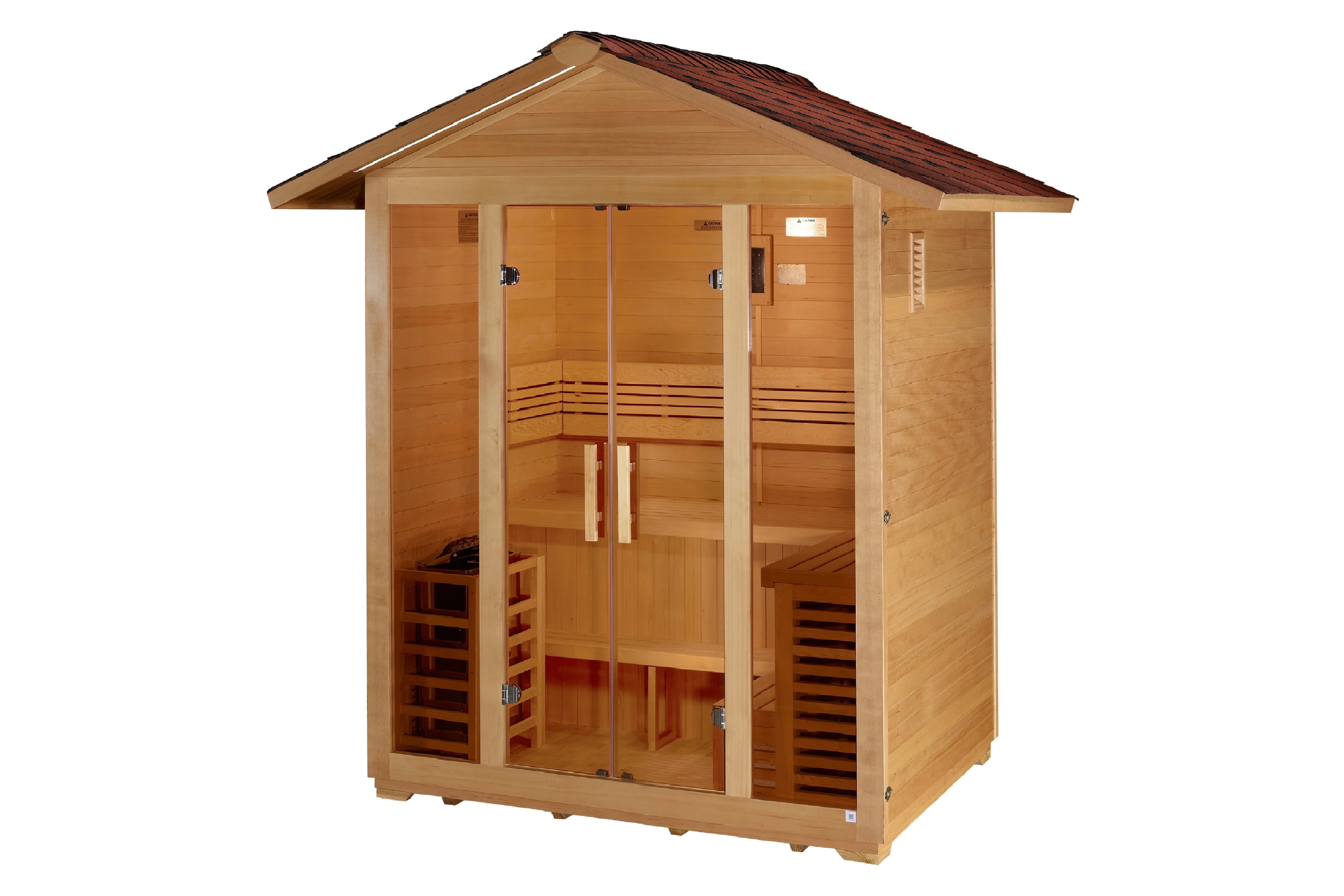 Golden Designs Vorarlberg 5-Person Traditional Outdoor Sauna - Premium Wooden Home Spa for Relaxation & Detox in Backyard or Garden