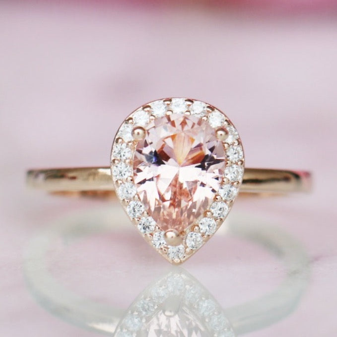 14K Rose Gold Vermeil Camila Morganite Ring – Elegant Jewelry for Women, Perfect for Weddings, Anniversaries & Special Occasions