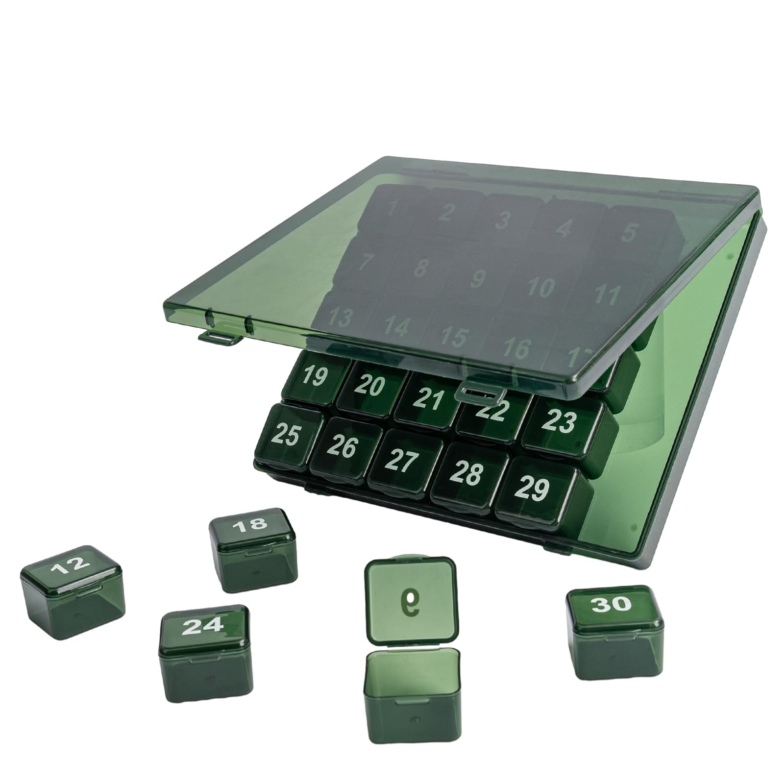 30-Day Moisture-Resistant Pill Organizer - 1x Daily Medication Box with Squeeze-Open Design | Large Portable Travel Pill Case for Vitamins & Medicine (Dark Green) | Perfect for Home, Travel & Daily Medication Management