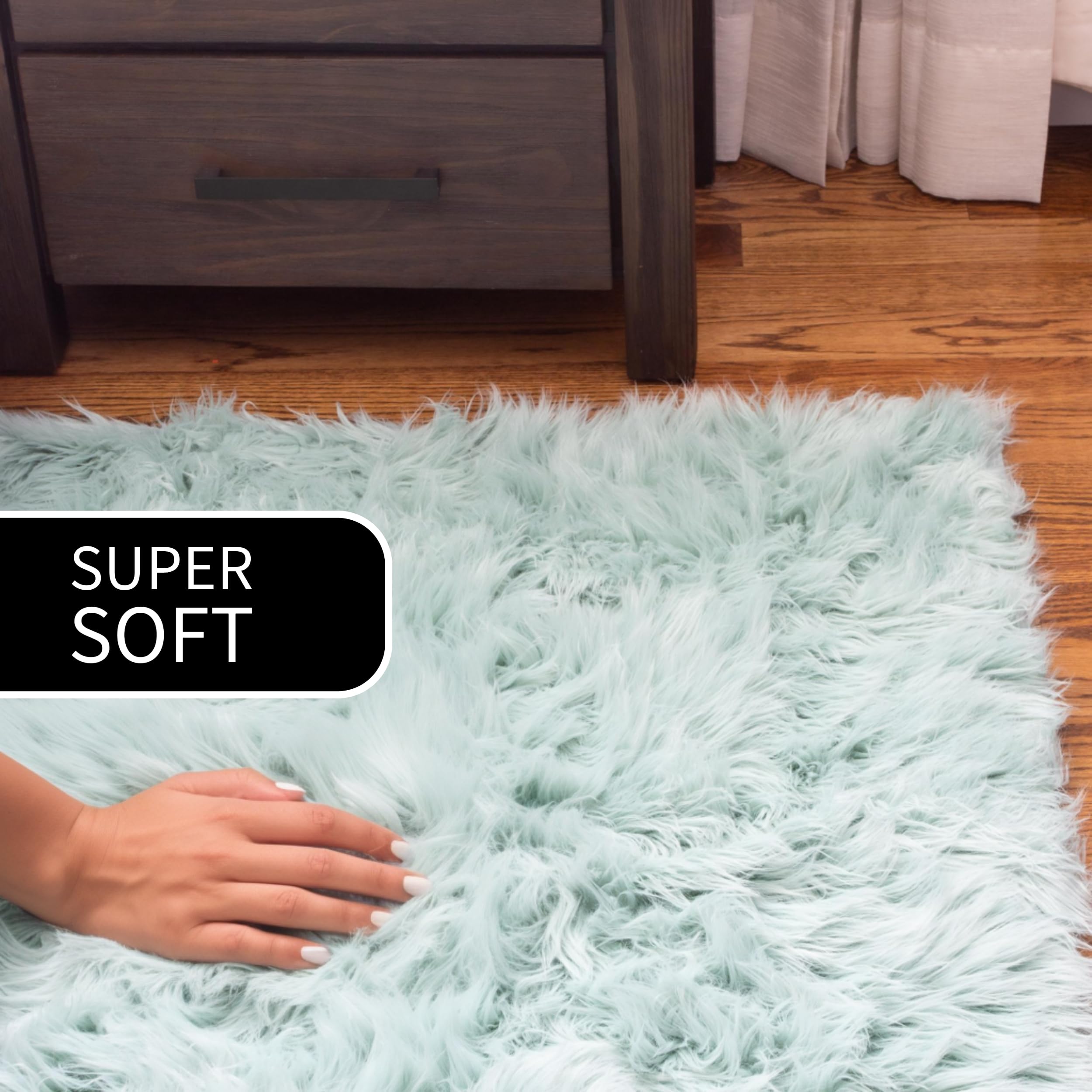 Ultra Soft & Fluffy Faux Sheepskin Area Rug - Teal 8x10 Feet Plush Carpet for Bedroom, Living Room, Nursery | Cozy Home Decor & Floor Mat for Comfortable Relaxation