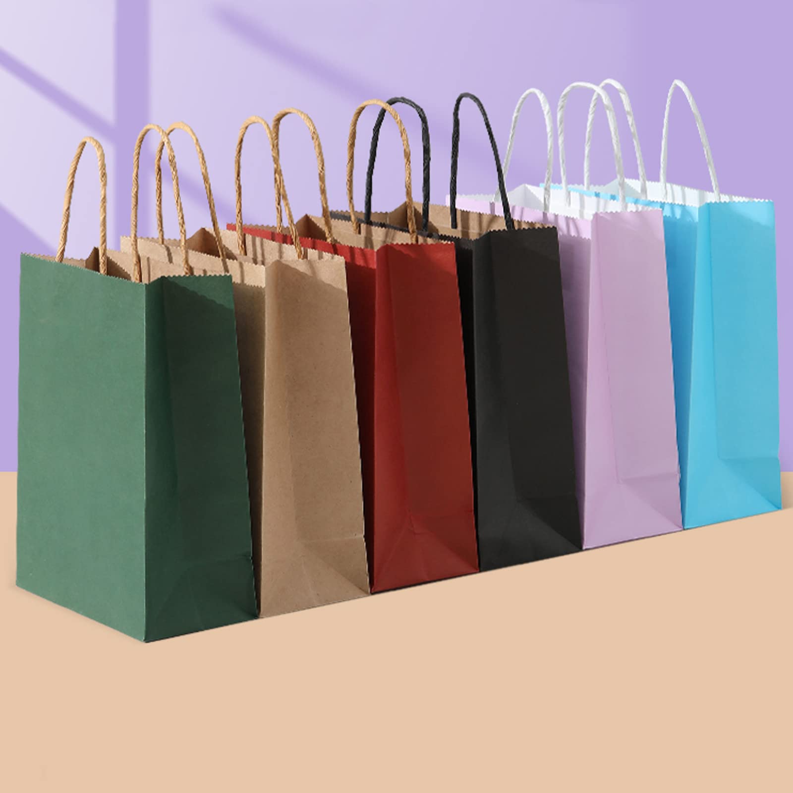 100 Pcs Kraft Paper Gift Bags with Handles - 5-8x6x11 Inch Bulk Gift Bags for Christmas, Baby Showers, Thanksgiving, Halloween, Easter, Mother's Day & Weddings - Perfect for Party Favors, Gift Wrapping & Special Occasions
