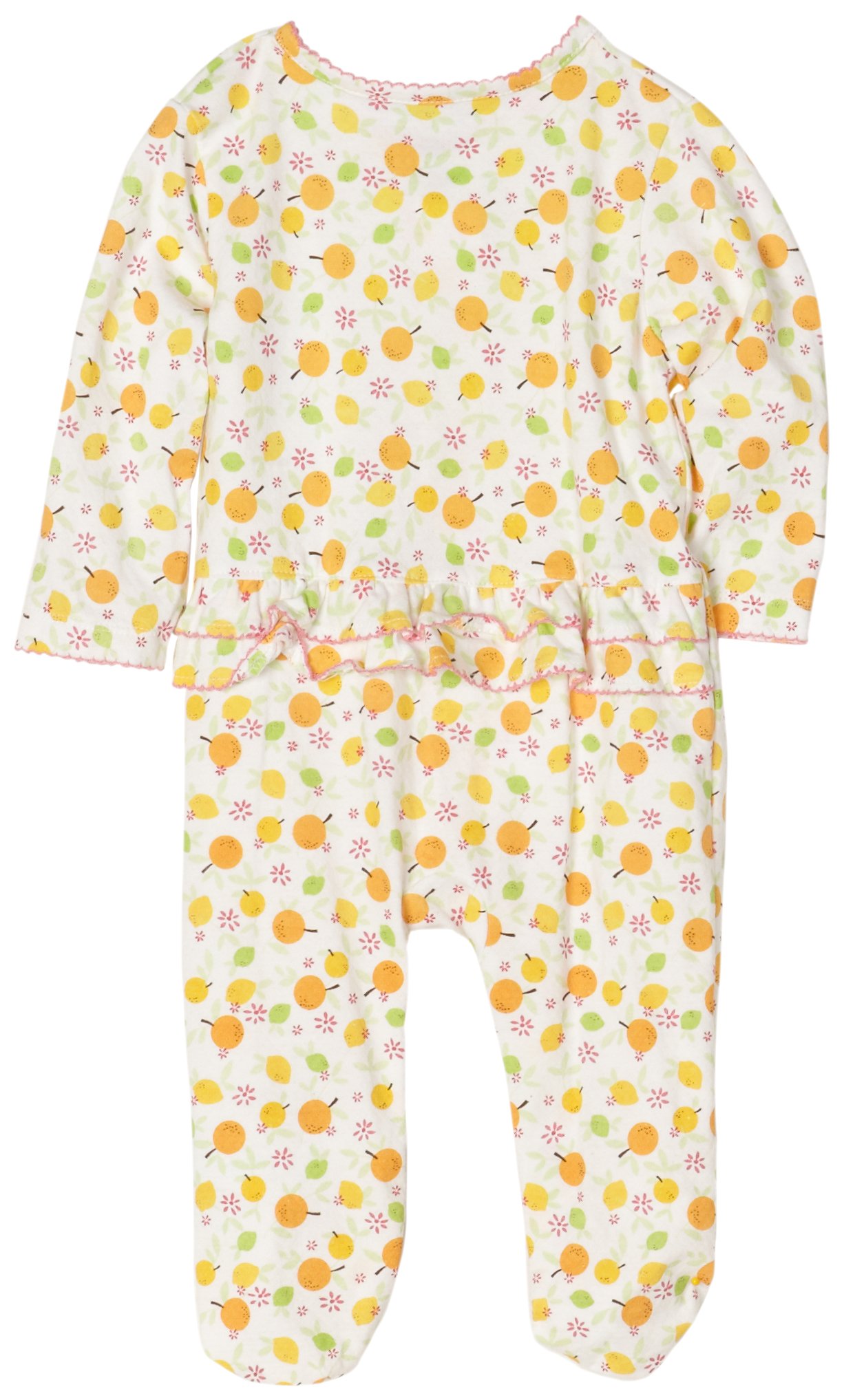 Absorba Newborn Baby Girls' Fruit Print Footie Pajamas - Soft Cotton Sleepwear for Infants 0-3 Months | Perfect for Nursery, Bedtime & Photo Shoots