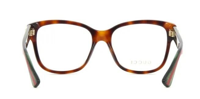 Gucci GG 0038ON 002 Havana Green/Red Soft Square Women Eyeglasses
