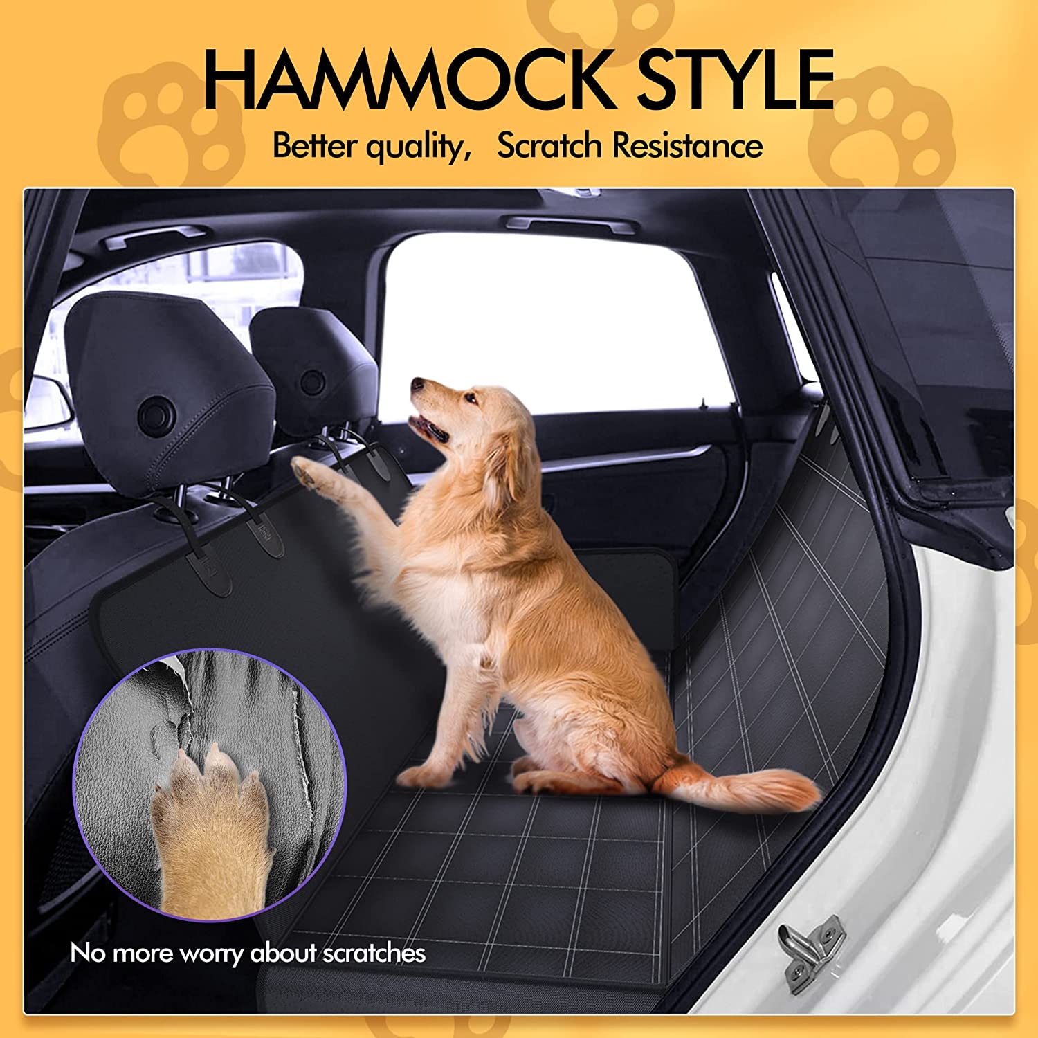 4 in 1 Waterproof Dog Car Seat Cover for Back Seat - Durable Pet Seat Protector for Cars, SUVs & Trucks - Perfect for Travel, Hiking & Daily Commutes