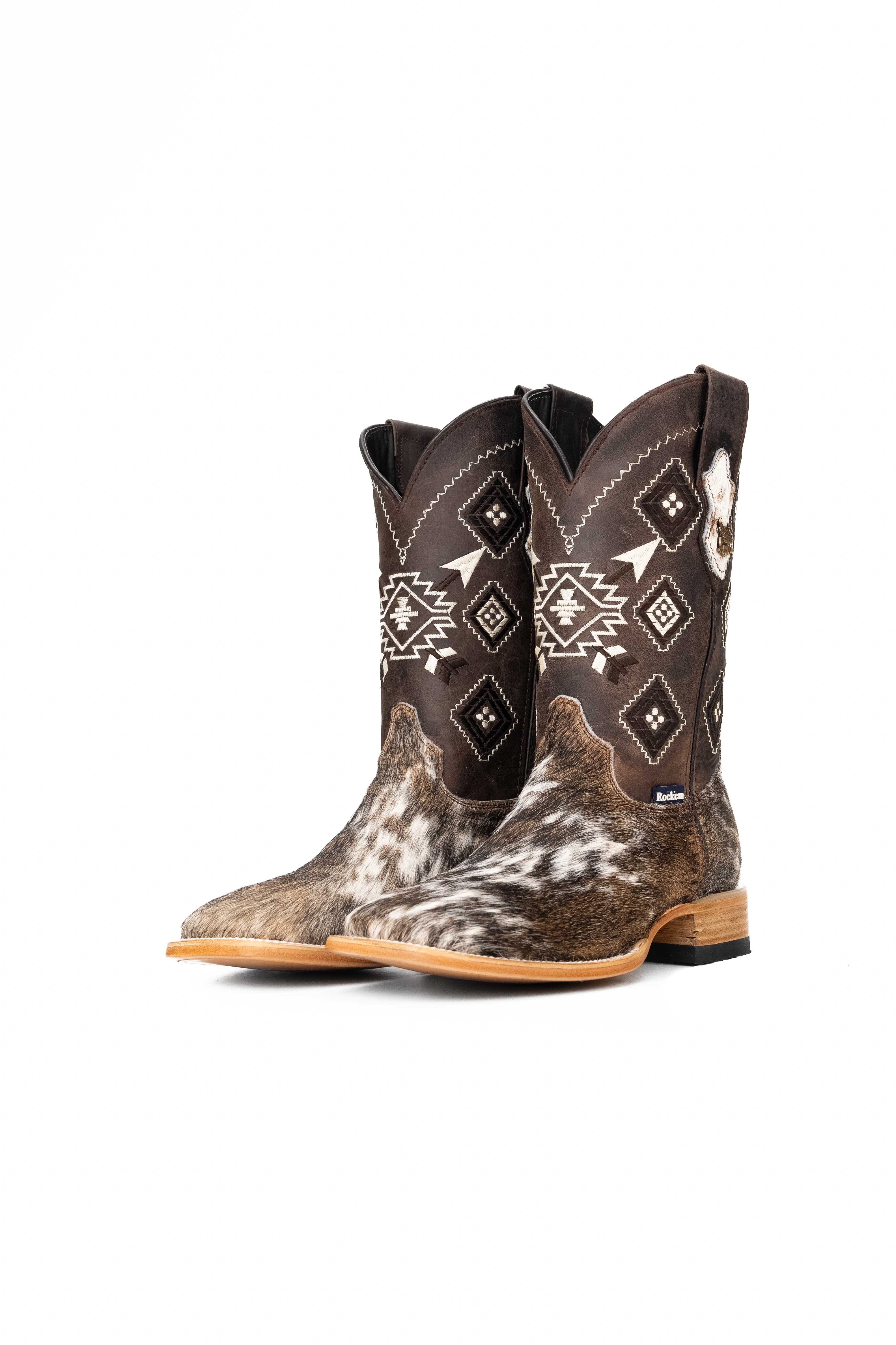 Authentic Men's Cowhide Square Toe Cowboy Boots - Size 8.5 - Western Style Riding Boots - Perfect for Rodeo, Country Music Festivals & Ranch Work