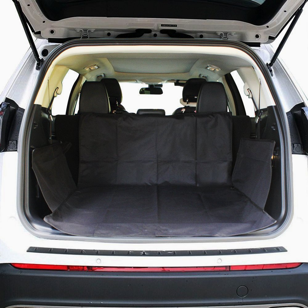 HCMAX Universal Waterproof Non-Slip Dog Car Seat Cover - Pet Cargo Liner for SUV, Truck, Jeep & Van - Durable Black Vehicle Floor Mat Protector for Travel & Outdoor Adventures