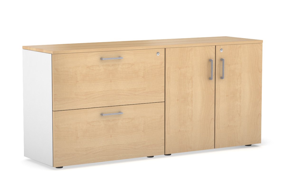 2-Drawer Lateral File Cabinet with 2-Door Storage Cupboard - Office Organization & Document Storage Solution for Home & Business Workspaces