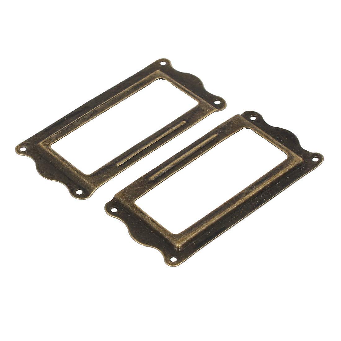 New Lon0167 Bronze Tone Iron Tag Label Frame - 64mm x 31mm (5pcs) - Durable Pharmacy & Office Drawer Organizer - Perfect for Medical Cabinets, Retail Displays & Home Organization