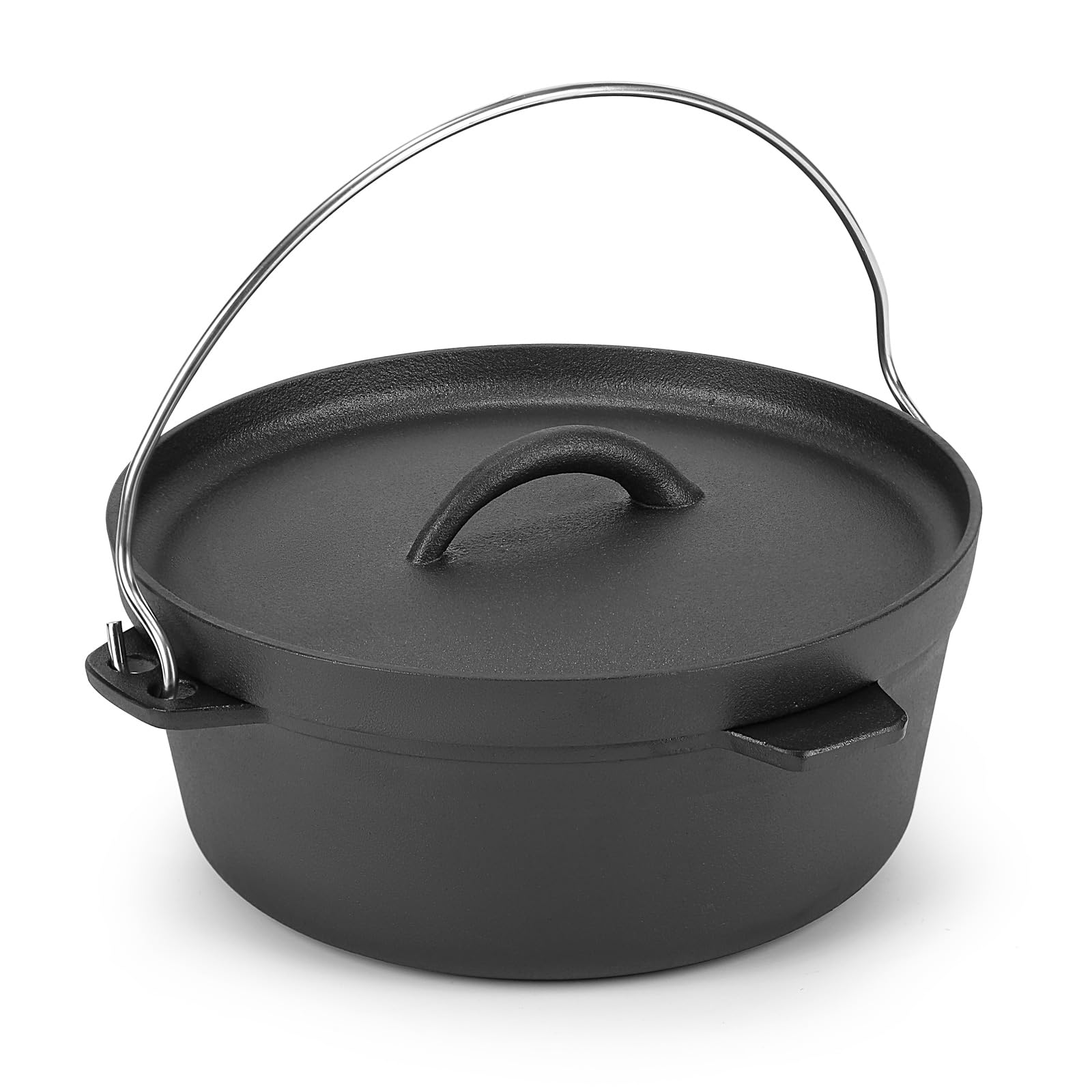 Cast Iron Dutch Oven with Lid - 1.5 Quart Enameled Pot for Cooking, Baking & Roasting - Perfect for Small Dishes, Side Dishes, Camping, BBQ & Garlic Roasting - Durable Camping Cookware Set for Outdoor & Indoor Use