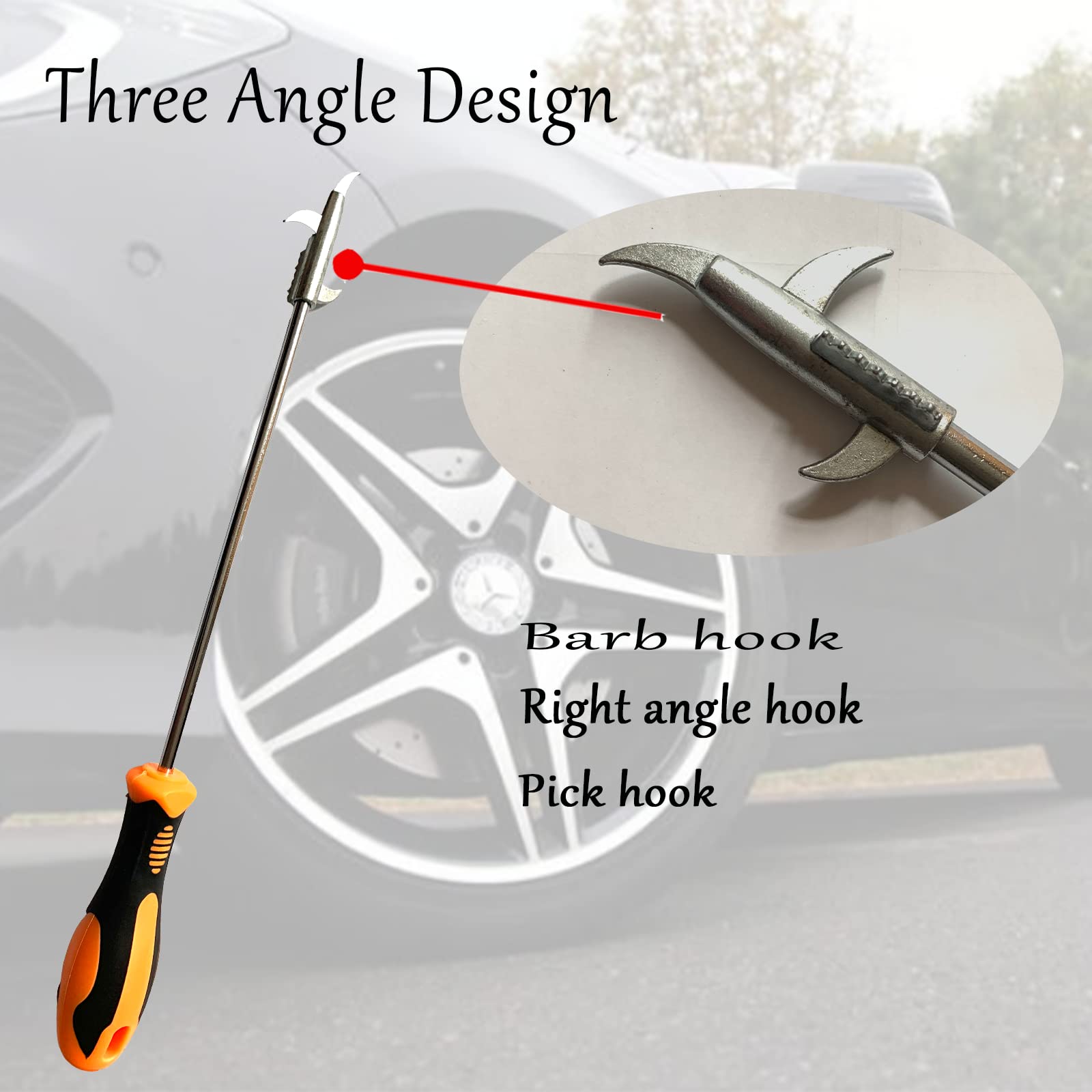 Multifunctional Stainless Steel Tire Stone Removal Tool - Portable Car Wheel Cleaning Hook with Screwdriver for Automotive Repair & Maintenance | Perfect for Off-Roading, Winter Driving & DIY Tire Care