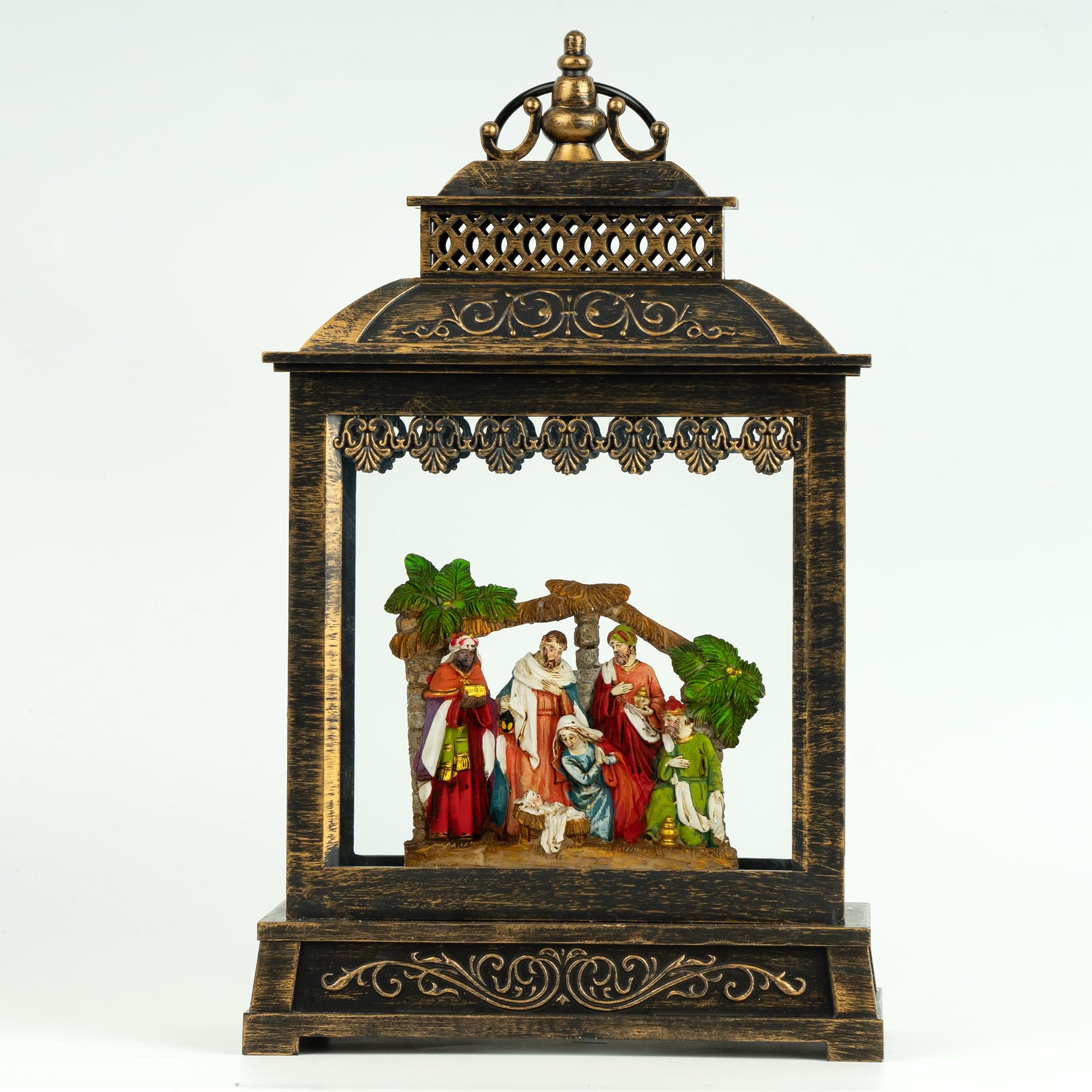 Christmas Snow Globe Lantern with Music Nativity Scene - 6H Timer, USB/Battery Operated LED Lighted Holiday Decoration for Home, Tabletop, Gift Giving | Perfect for Christmas Tree Decor, Mantel Display & Festive Centerpiece