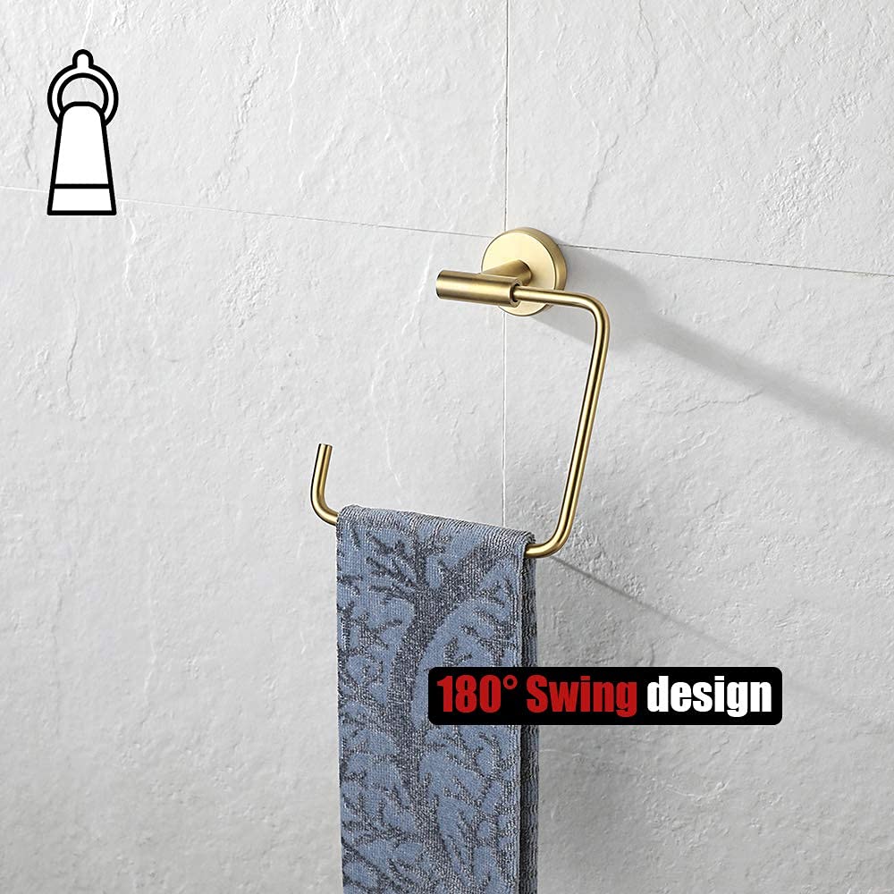 Brushed Gold Stainless Steel Towel Ring - 6