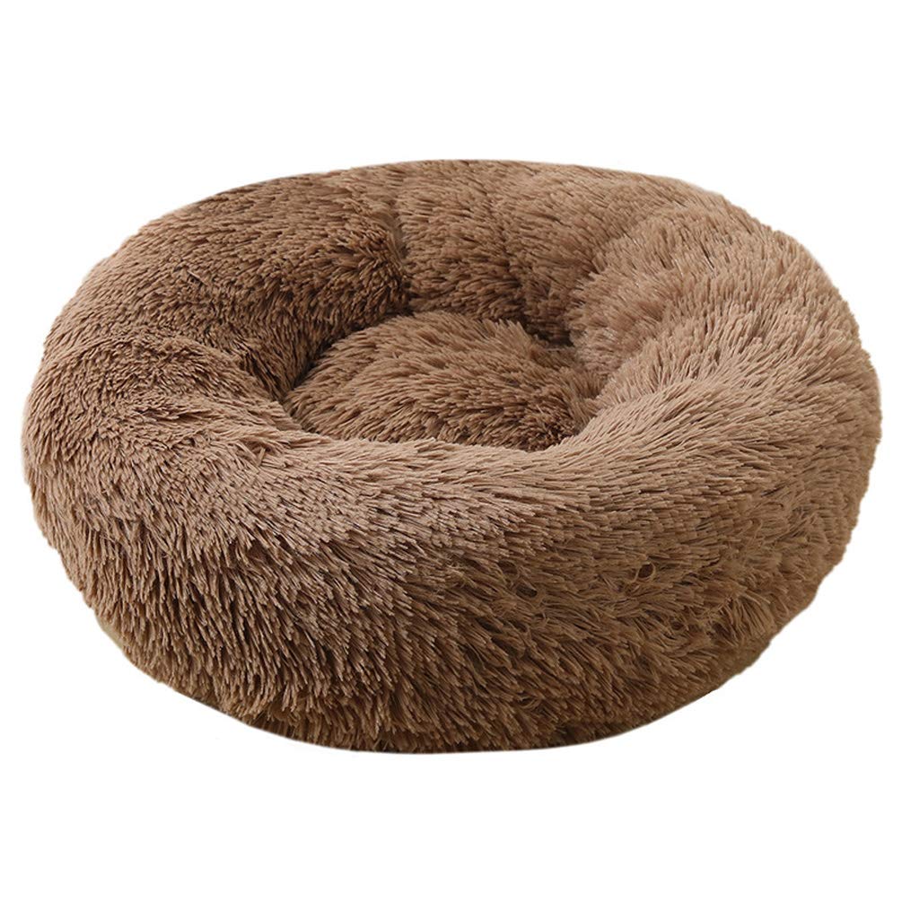 SYUS Plush Donut Pet Bed - Soft Round Dog & Cat Bed for Small Medium Pets, Warm Fluffy Cushion for Winter Sleeping, Cozy Pet Mat for Puppies & Kittens - Perfect for Bedroom, Living Room & Pet Travel