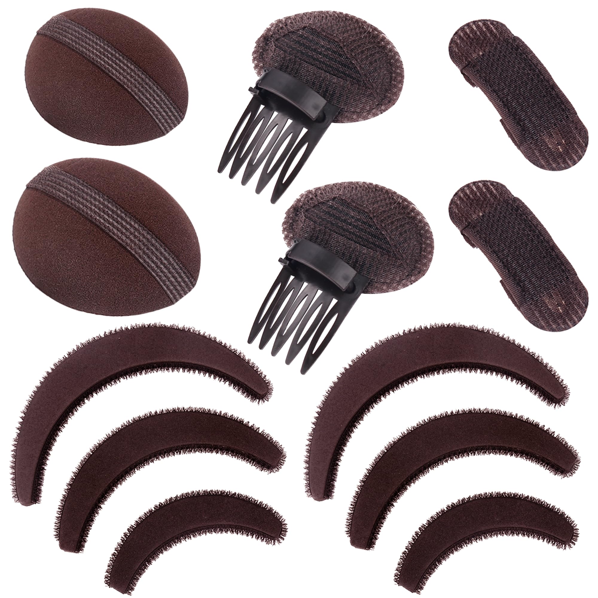 Invisible Hair Clip Comb for Volume Styling - Hair Bump Insert Tool with False Hair Pads & Extensions Accessories (Brown) | Perfect for Weddings, Parties & Everyday Hairstyles