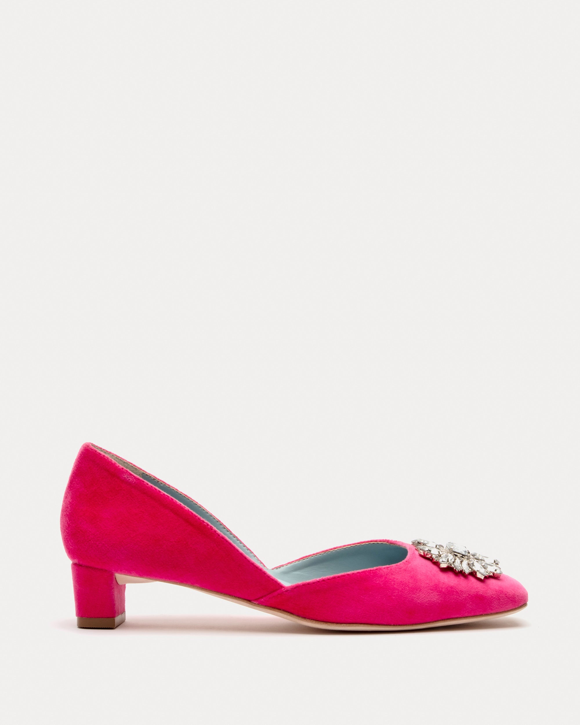 McCall Mini Block Heel Shoes for Women - Velvet Pink Pumps | Comfortable Low Heels for Work, Party & Special Occasions