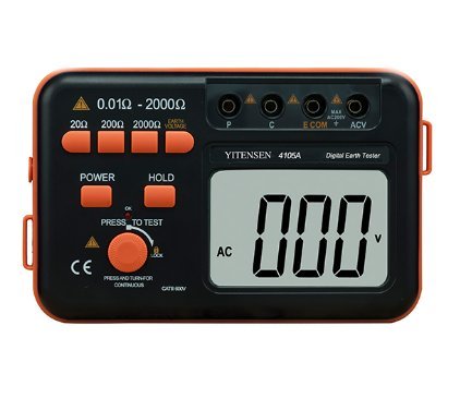 Victor 4105A Digital Ground Resistance Tester - High Accuracy LCD Display, 200V Current, 20Ω-2000Ω Range, Earth Resistivity Meter for Electrical Safety Testing - Perfect for Electricians, Engineers & DIY Home Electrical Projects