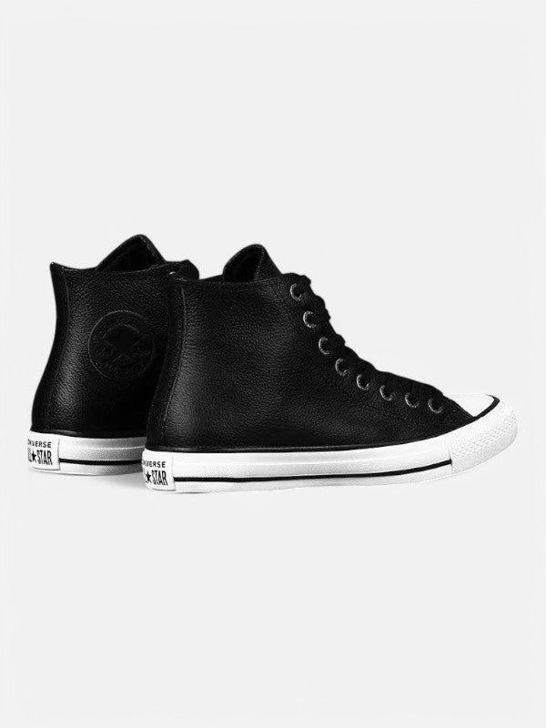 Converse Chuck Taylor All Star High Top Leather Sneakers - Black & White - Classic Unisex Shoes for Casual Wear & Street Style