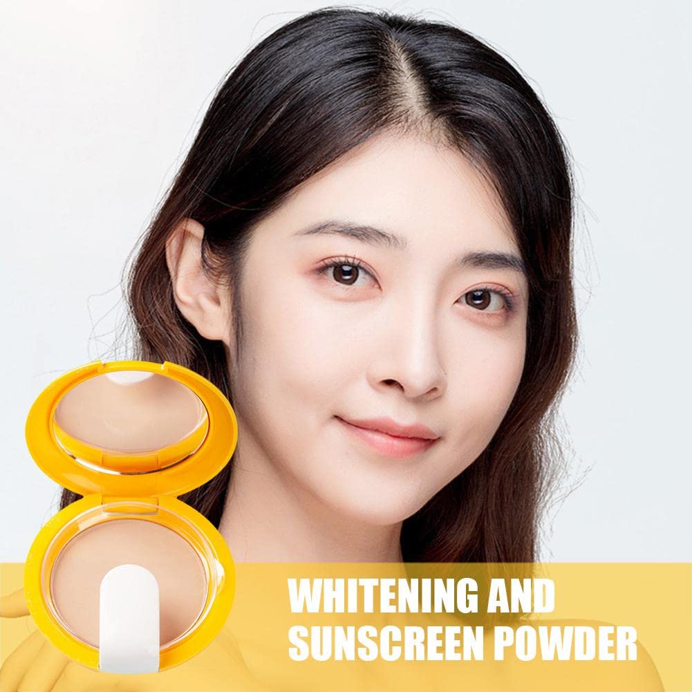 RJSQAQE Sunscreen Powder - Oil Control Long Lasting Pressed Face Powder with UV Protection & Whitening | Matte Makeup Foundation for Daily Sun Protection & Flawless Finish