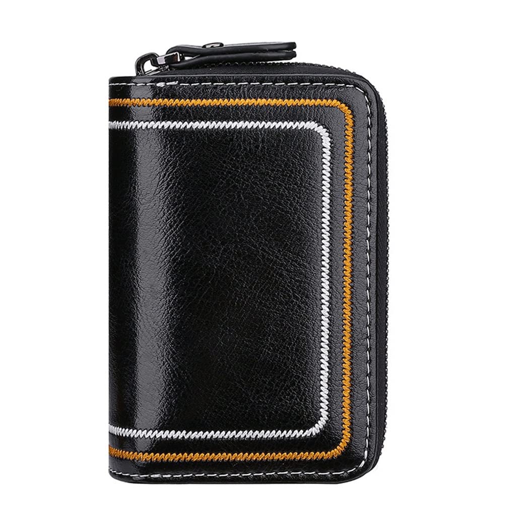 Premium Genuine Leather Double Zipper Card Holder & Key Case - RFID Blocking Multifunctional Wallet for Credit Cards, Cash, Coins (11 x 7.2 x 4.2cm) - Perfect for Travel, Daily Use & Car Keys Organization (Color: A)