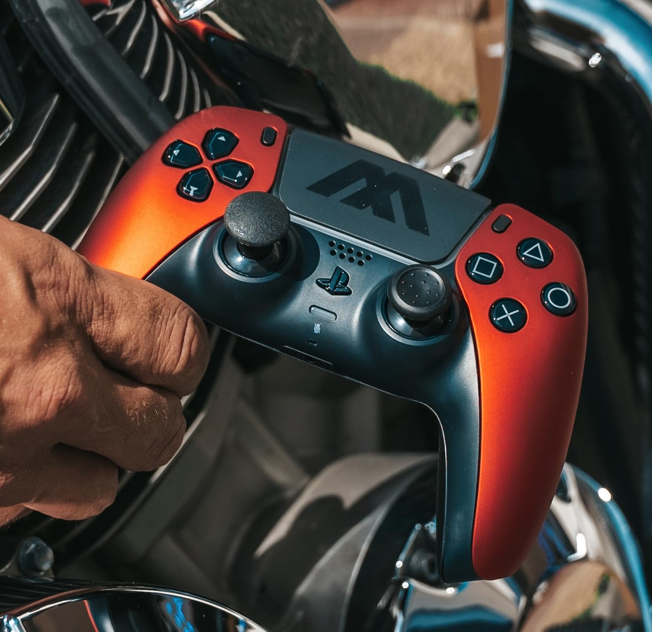MODDEDZONE Extreme Modded Controller for PS5 & PC - Anti Recoil, Remappable Paddles, Interchangeable Thumbsticks, Hair Triggers, Tactical Buttons | Wireless Gaming Controller with Mobile APP Control (Soft Orange) | Perfect for FPS, Battle Royale & Competitive Gaming